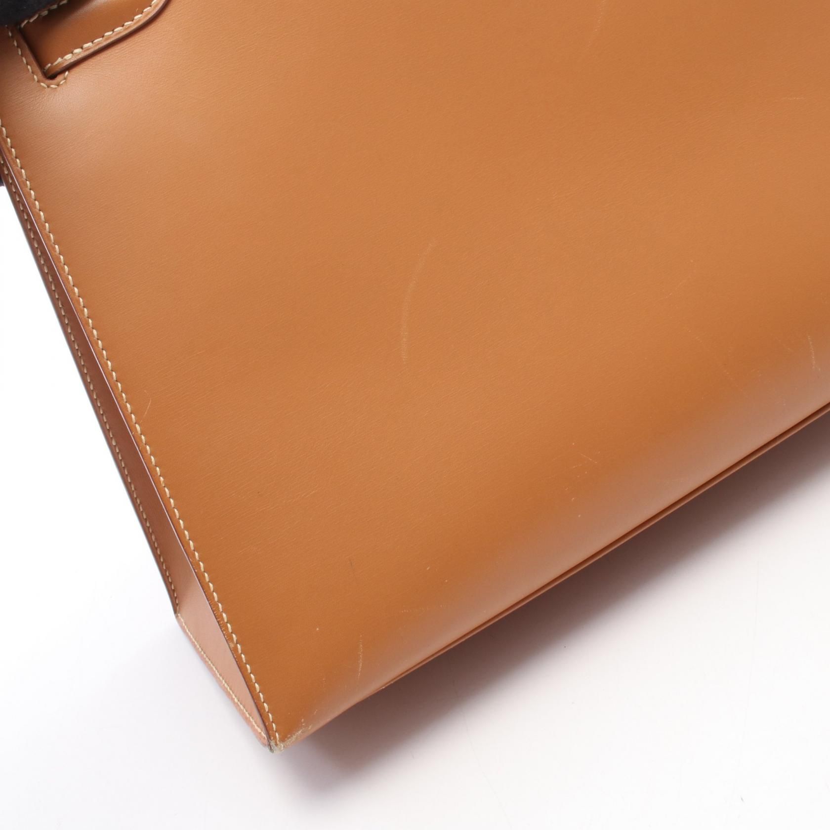 Kelly 32 Natural External Stitching 2-way Handbag Natural Brown Chamonix Leather — view 14
