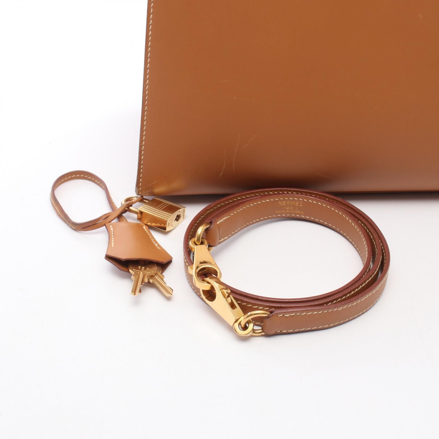 Kelly 32 Natural External Stitching 2-way Handbag Natural Brown Chamonix Leather — view 6