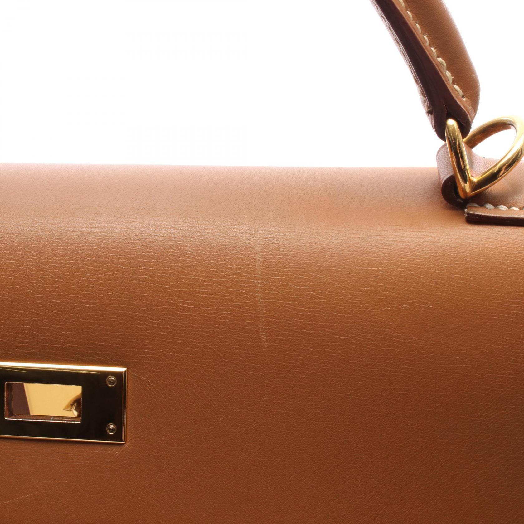 Kelly 32 Natural External Stitching 2-way Handbag Natural Brown Chamonix Leather — view 7