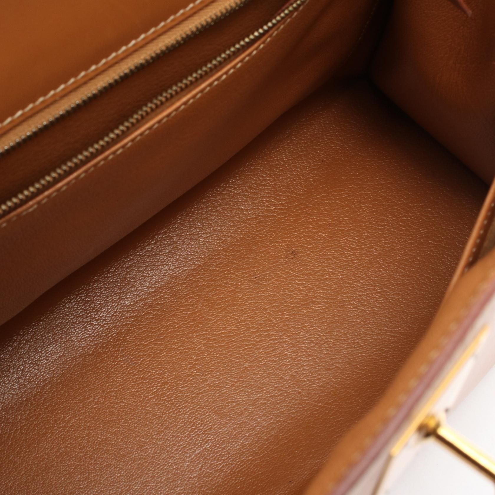 Kelly 32 Natural External Stitching 2-way Handbag Natural Brown Chamonix Leather — view 8