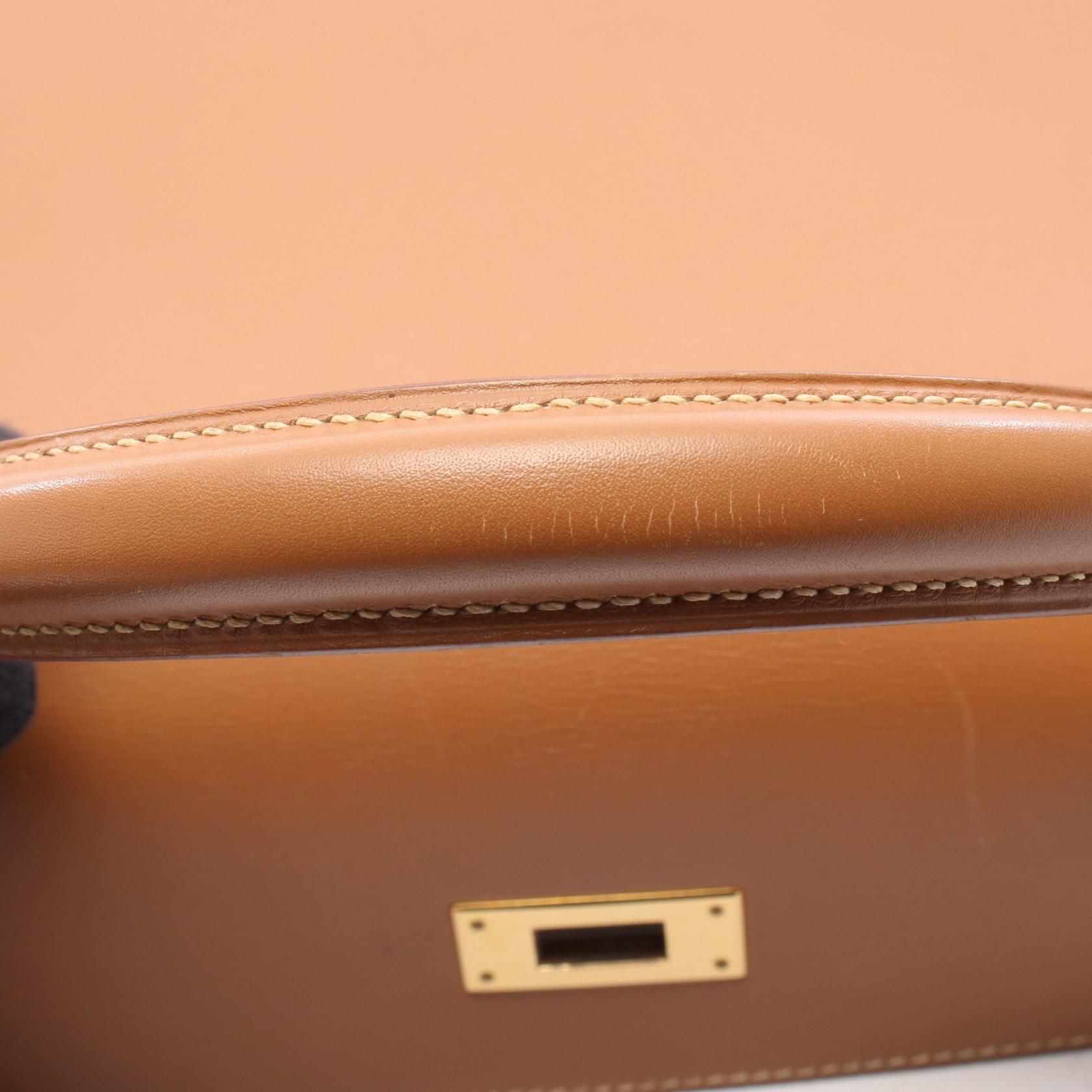 Kelly 32 Natural External Stitching 2-way Handbag Natural Brown Chamonix Leather — view 9