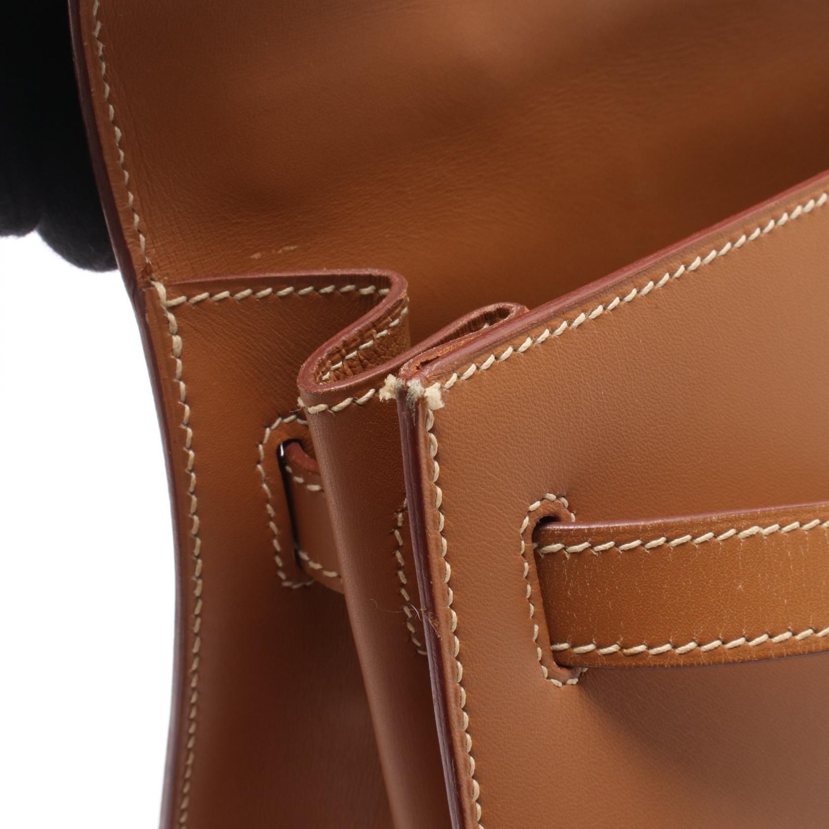 Kelly 32 Natural External Stitching 2-way Handbag Natural Brown Chamonix Leather — view 10