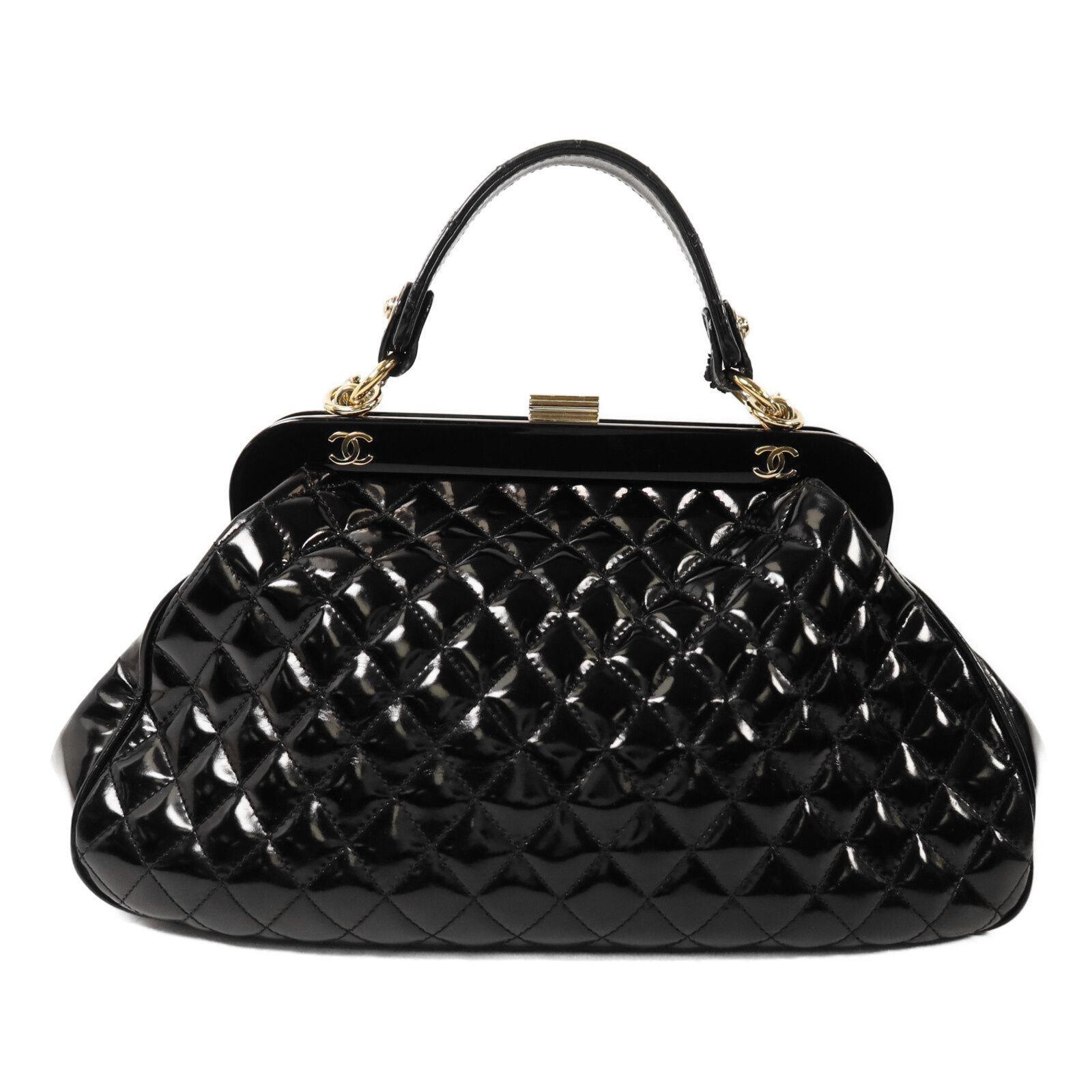 Quilted Mademoiselle Frame Bag, Black — view 2