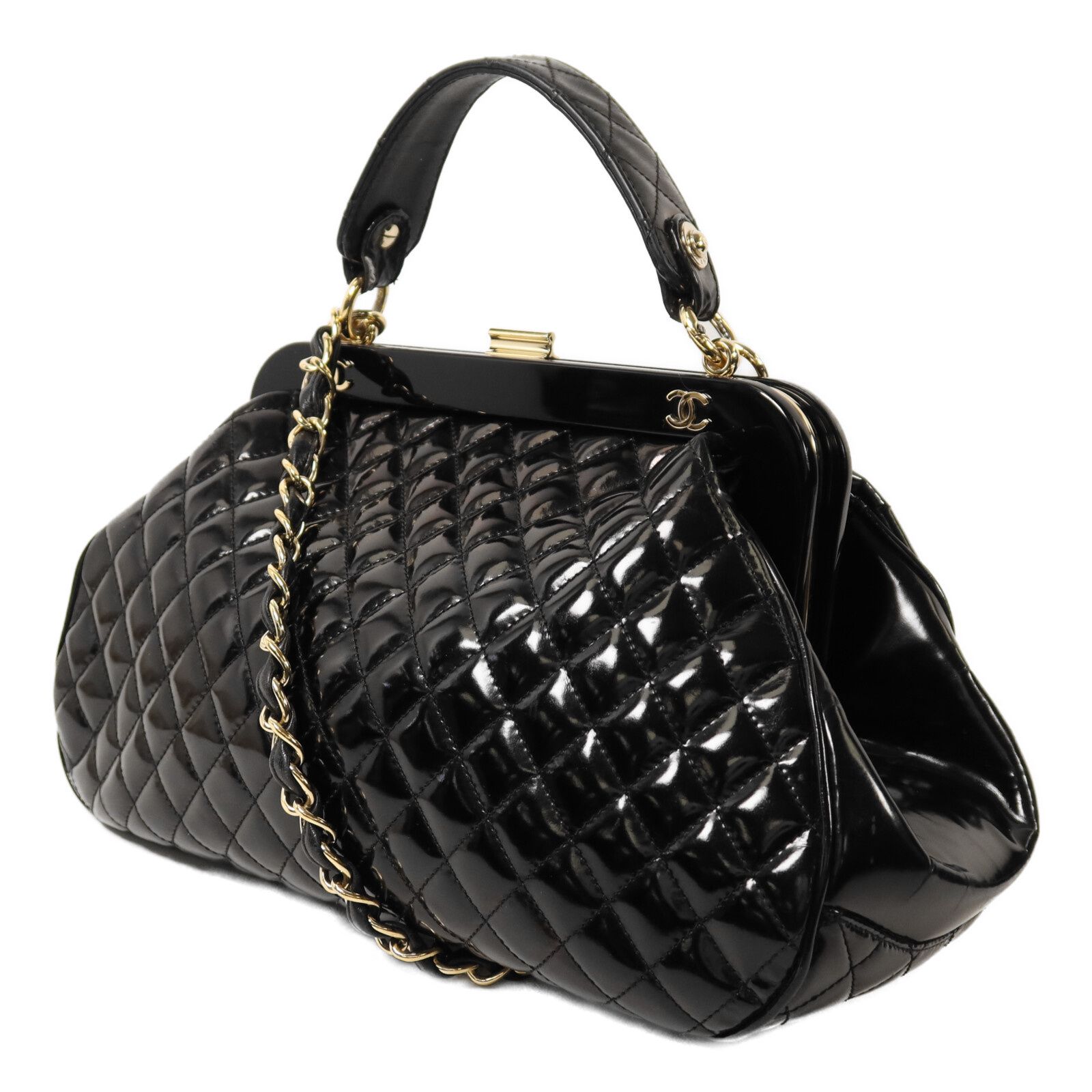 Quilted Mademoiselle Frame Bag, Black — view 3