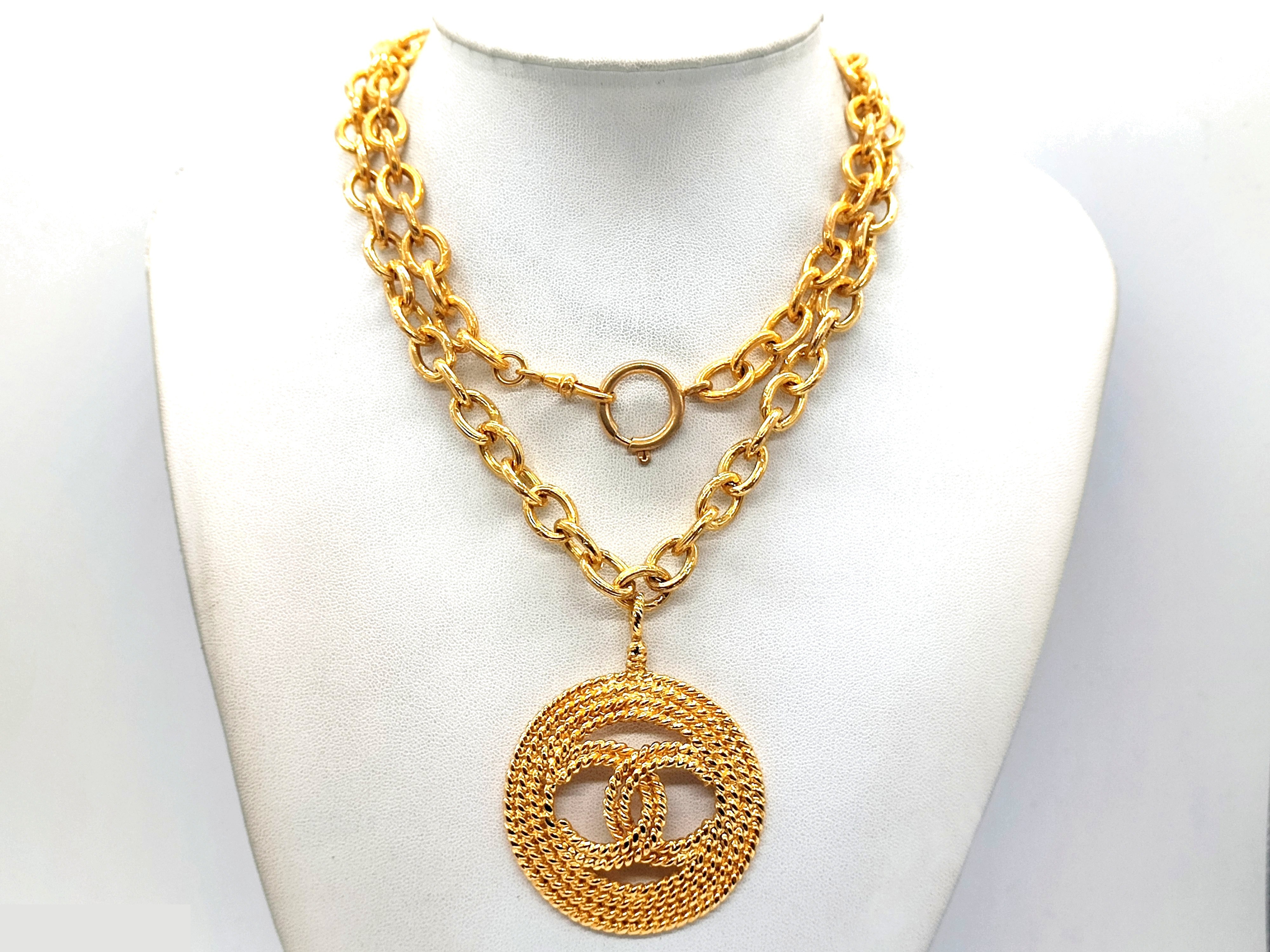 Coco Mark Net Pattern Circle Necklace, Size 28, Chain approx. 80cm