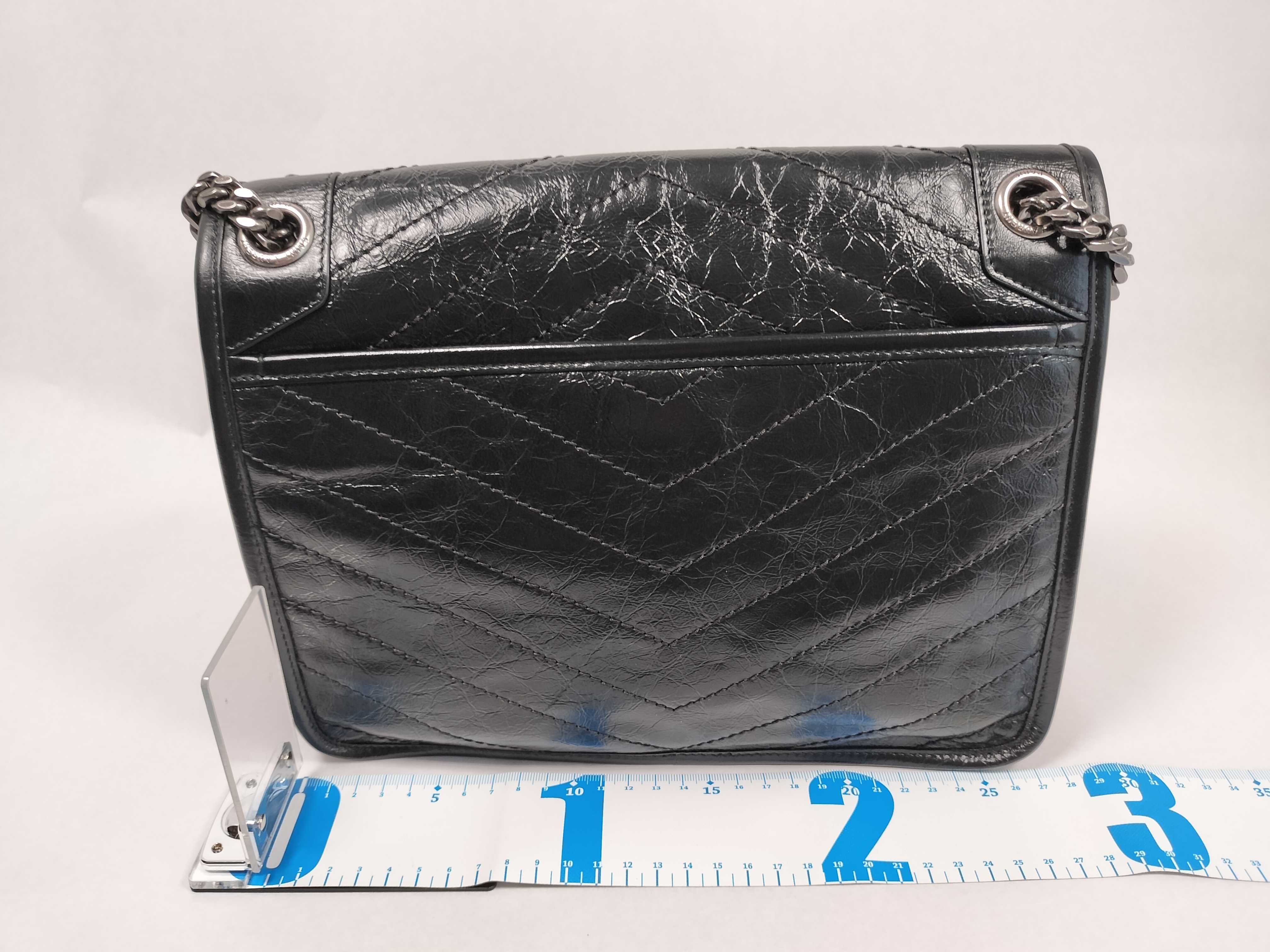 Niki Leather Chain Shoulder Bag, Black Leather, CNR622158・0225 Shoulder Bag — view 2