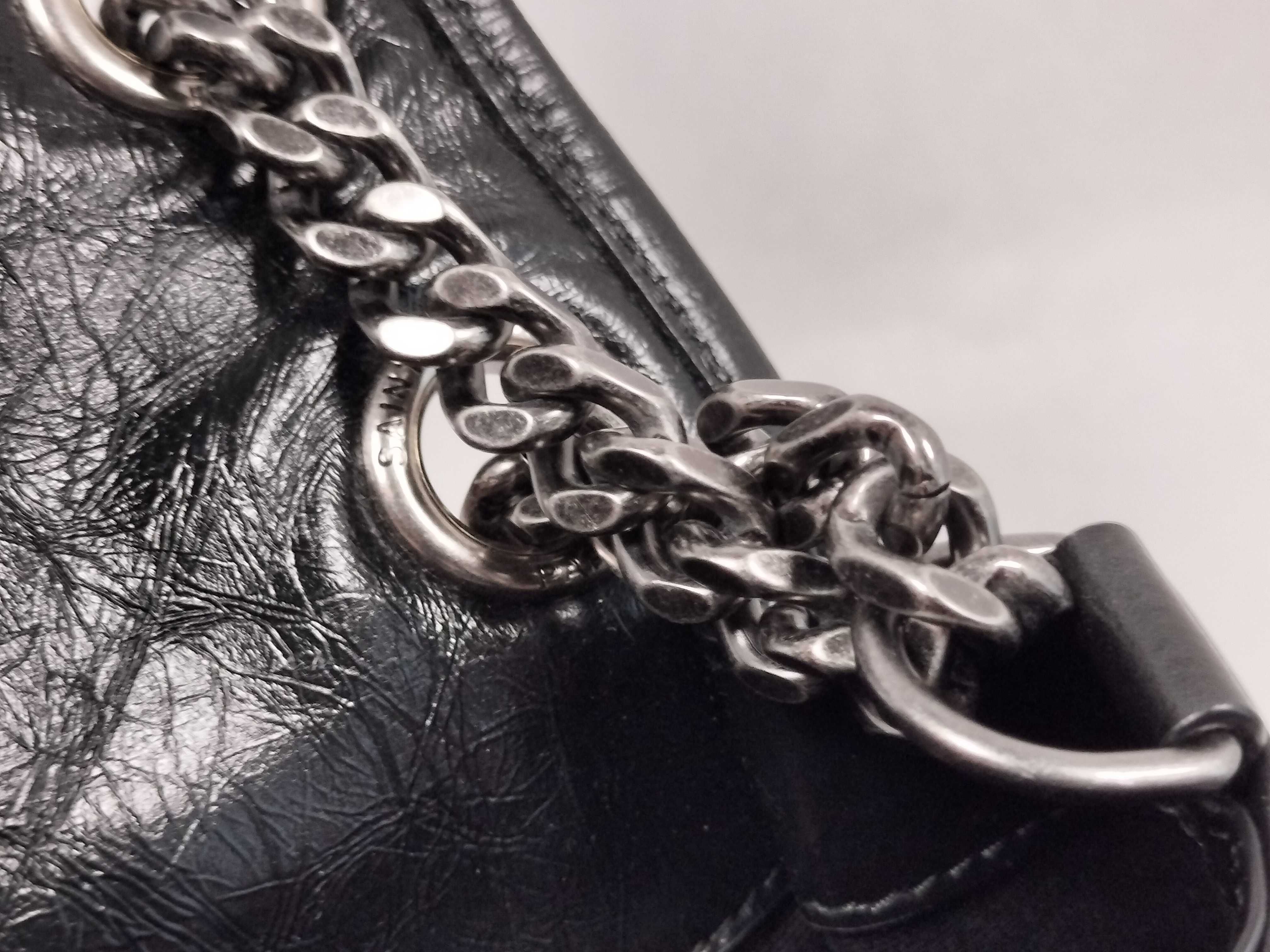 Niki Leather Chain Shoulder Bag, Black Leather, CNR622158・0225 Shoulder Bag — view 14