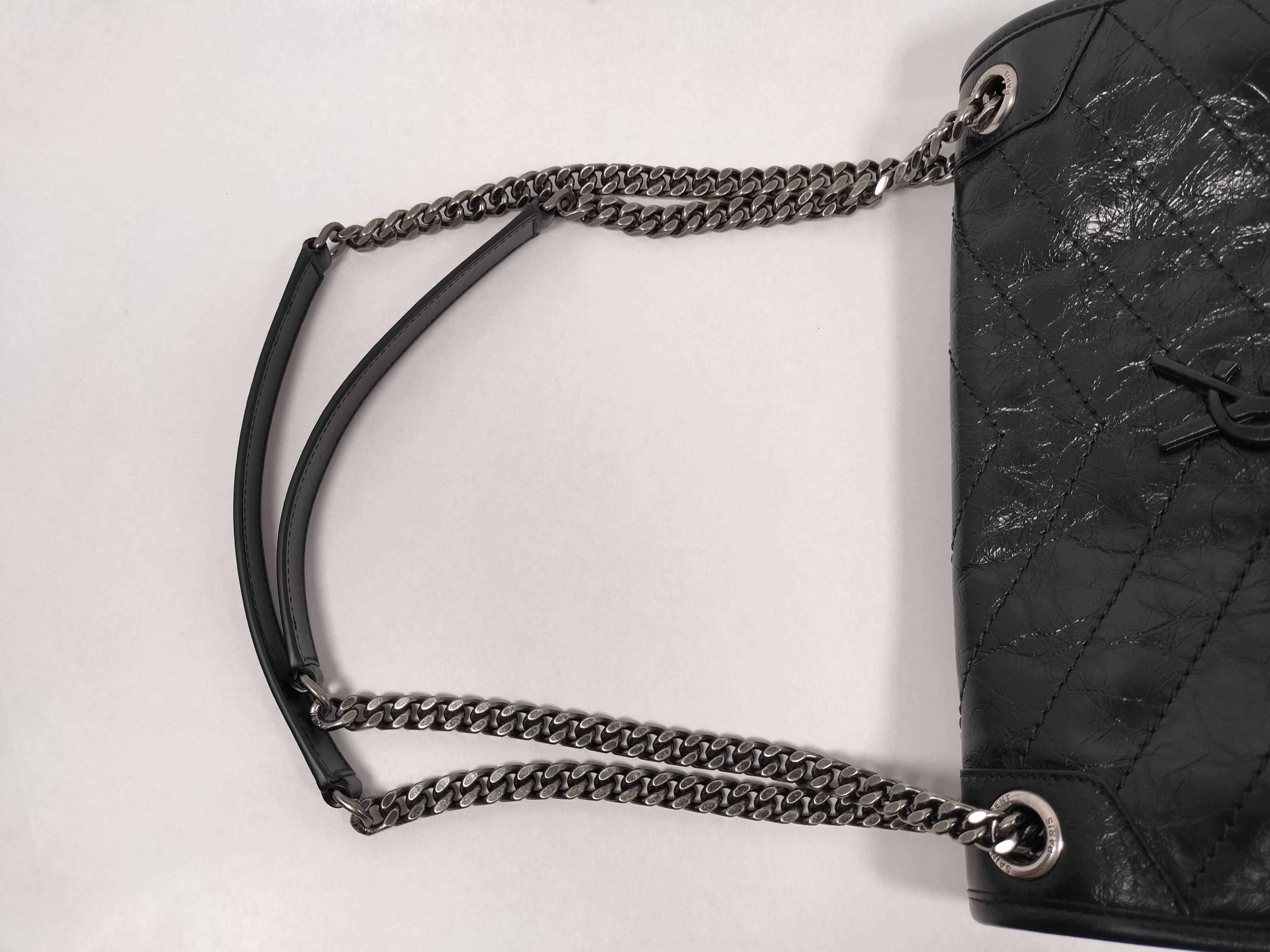 Niki Leather Chain Shoulder Bag, Black Leather, CNR622158・0225 Shoulder Bag — view 3