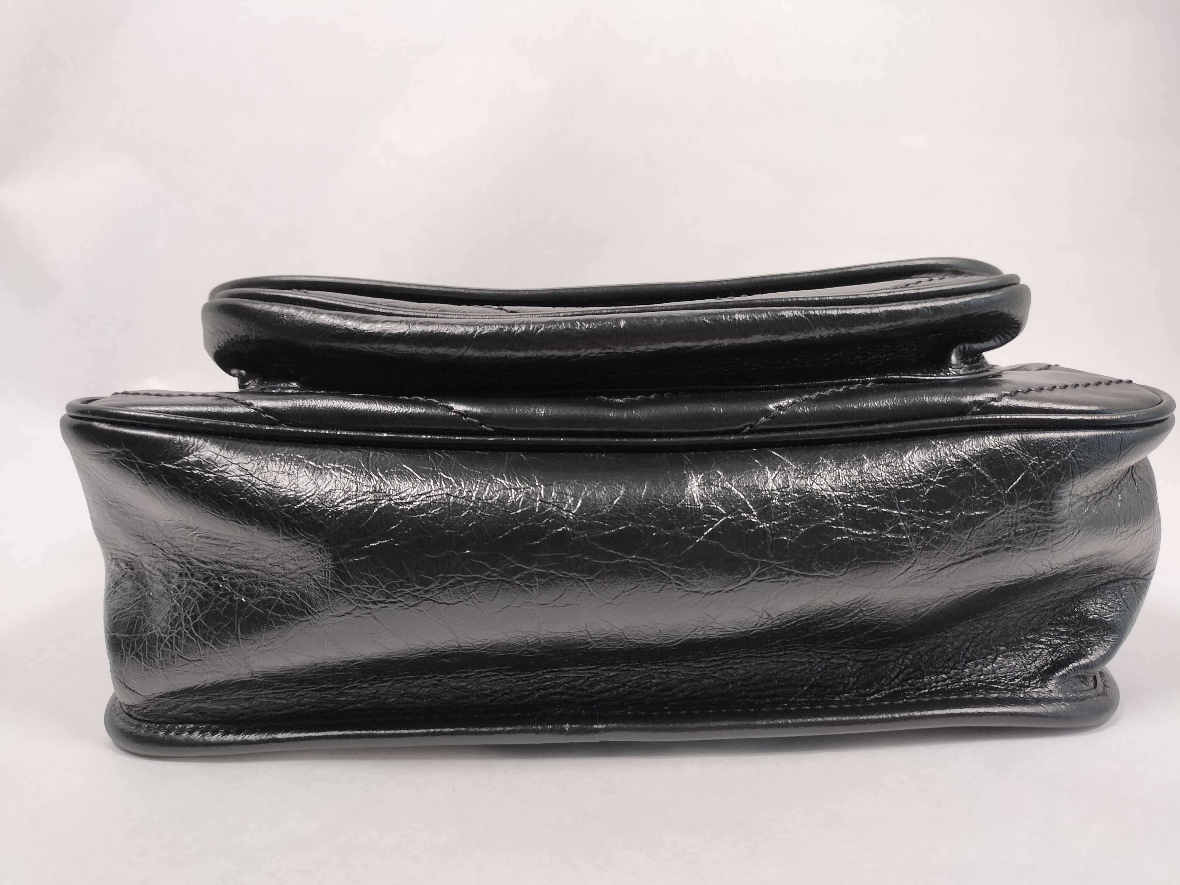 Niki Leather Chain Shoulder Bag, Black Leather, CNR622158・0225 Shoulder Bag — view 7