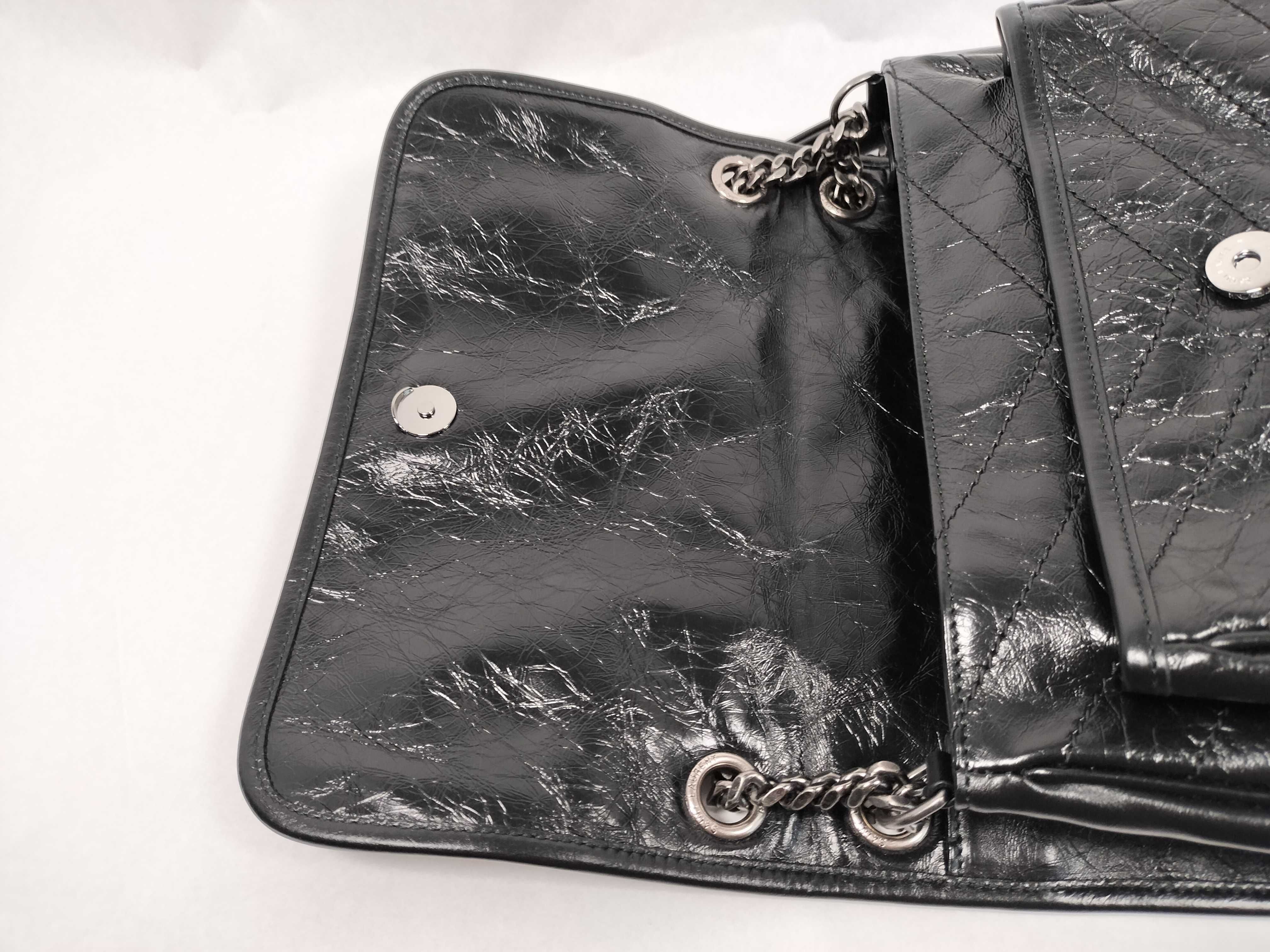 Niki Leather Chain Shoulder Bag, Black Leather, CNR622158・0225 Shoulder Bag — view 8