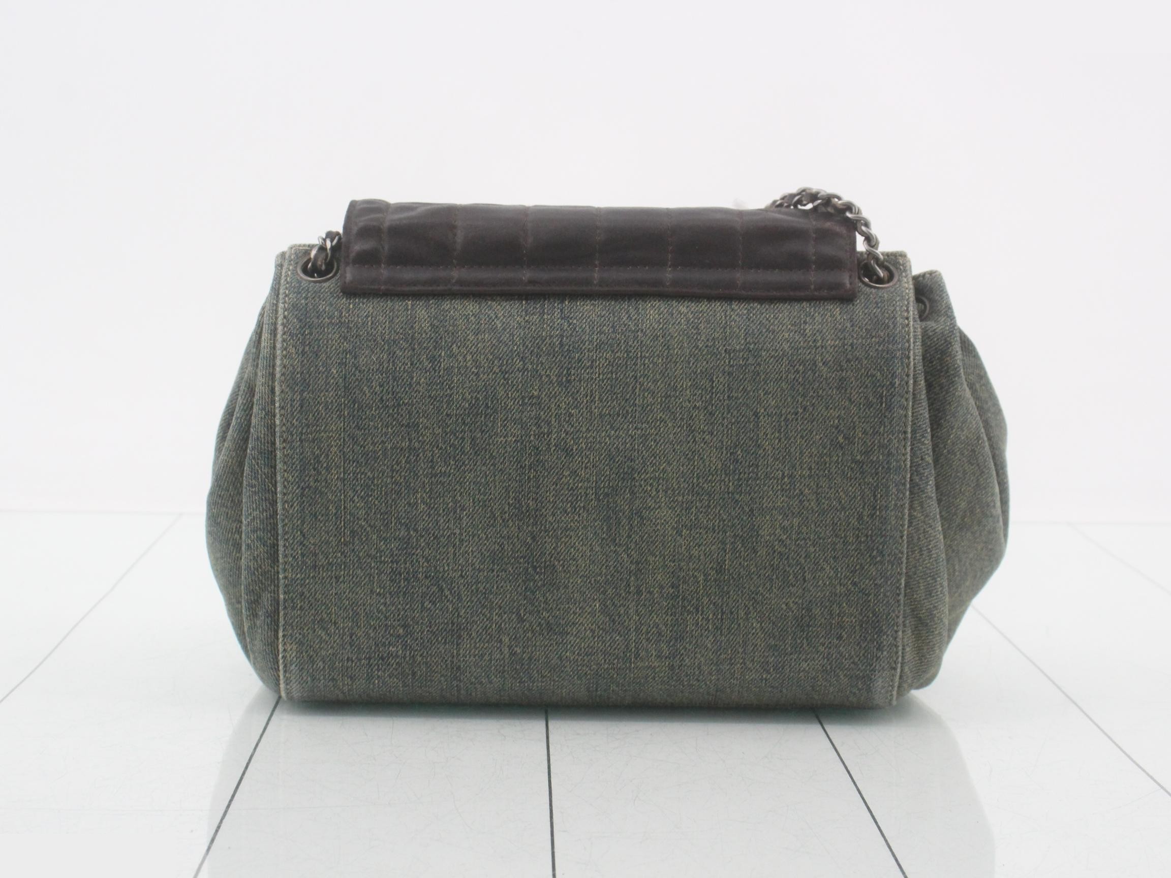 Chocolate bar accordion chain mini bag, lamb/denim, BR x blue — view 2
