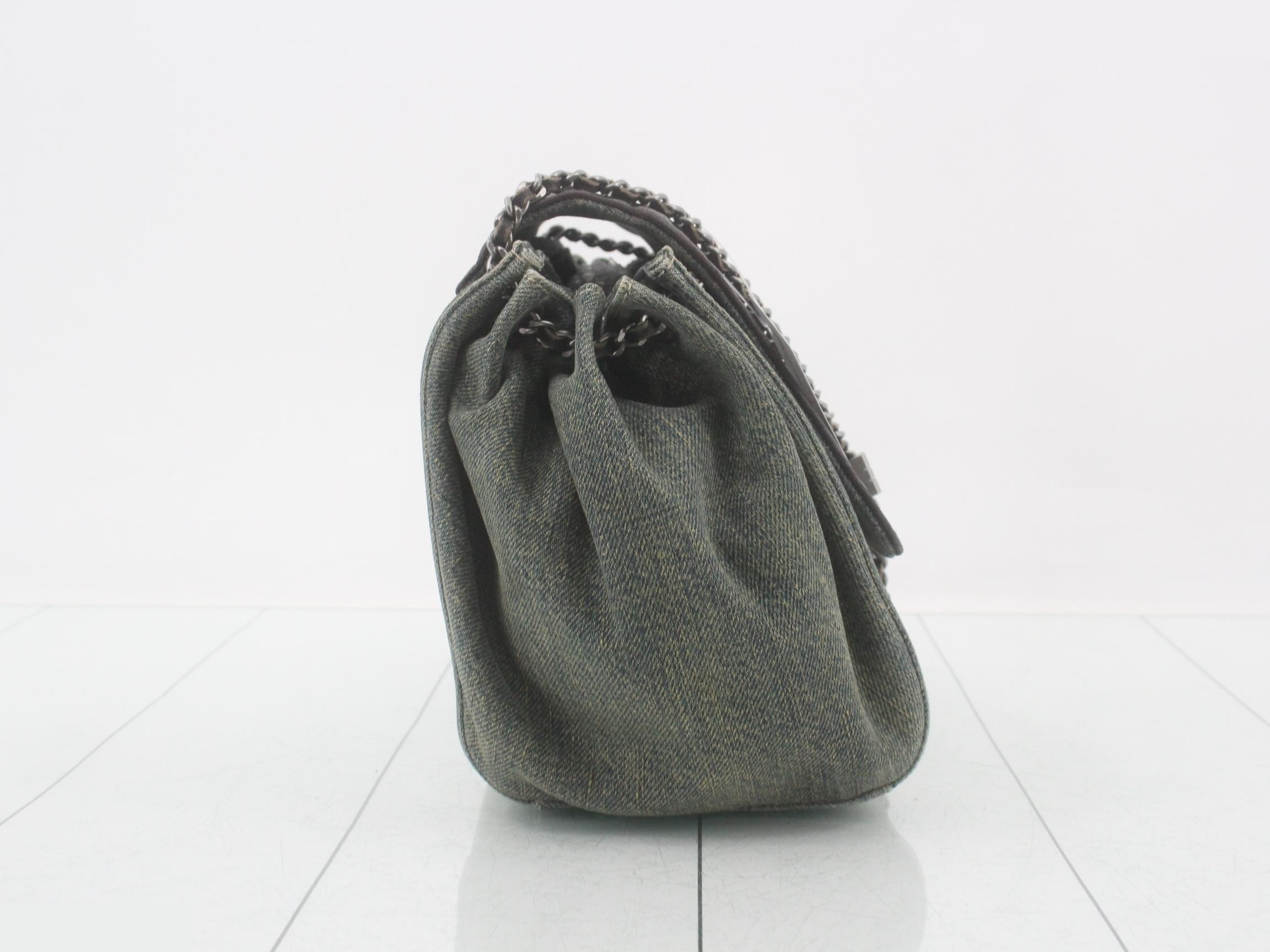 Chocolate bar accordion chain mini bag, lamb/denim, BR x blue — view 4