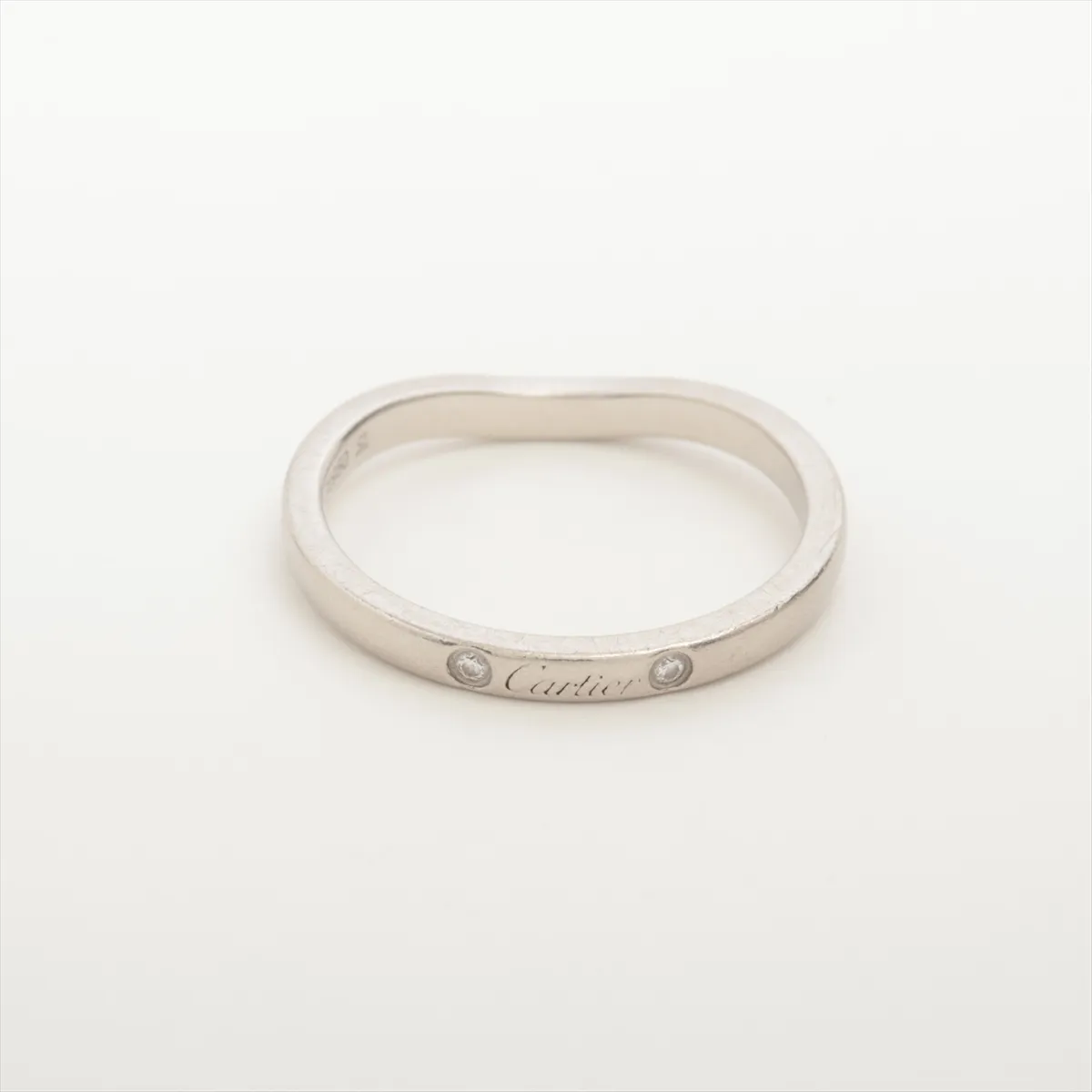 Ballerina Curve Wedding Ring with 3 Diamonds, Pt950, 3.0g, Size 51, QMU067 — view 2