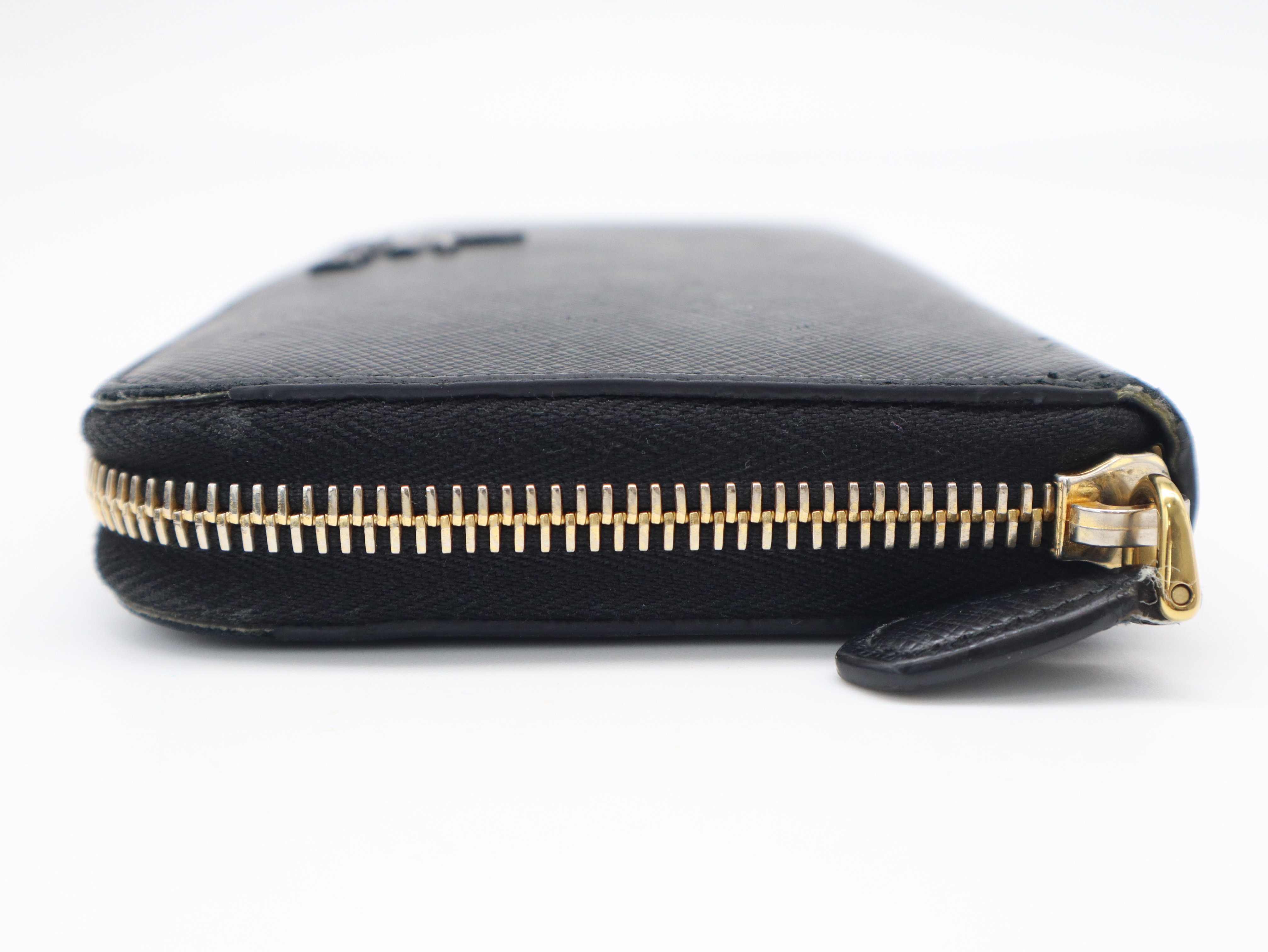 1ML506 Saffiano Leather Round Zip Wallet, Black, with Guarantee Card and Box. — view 5