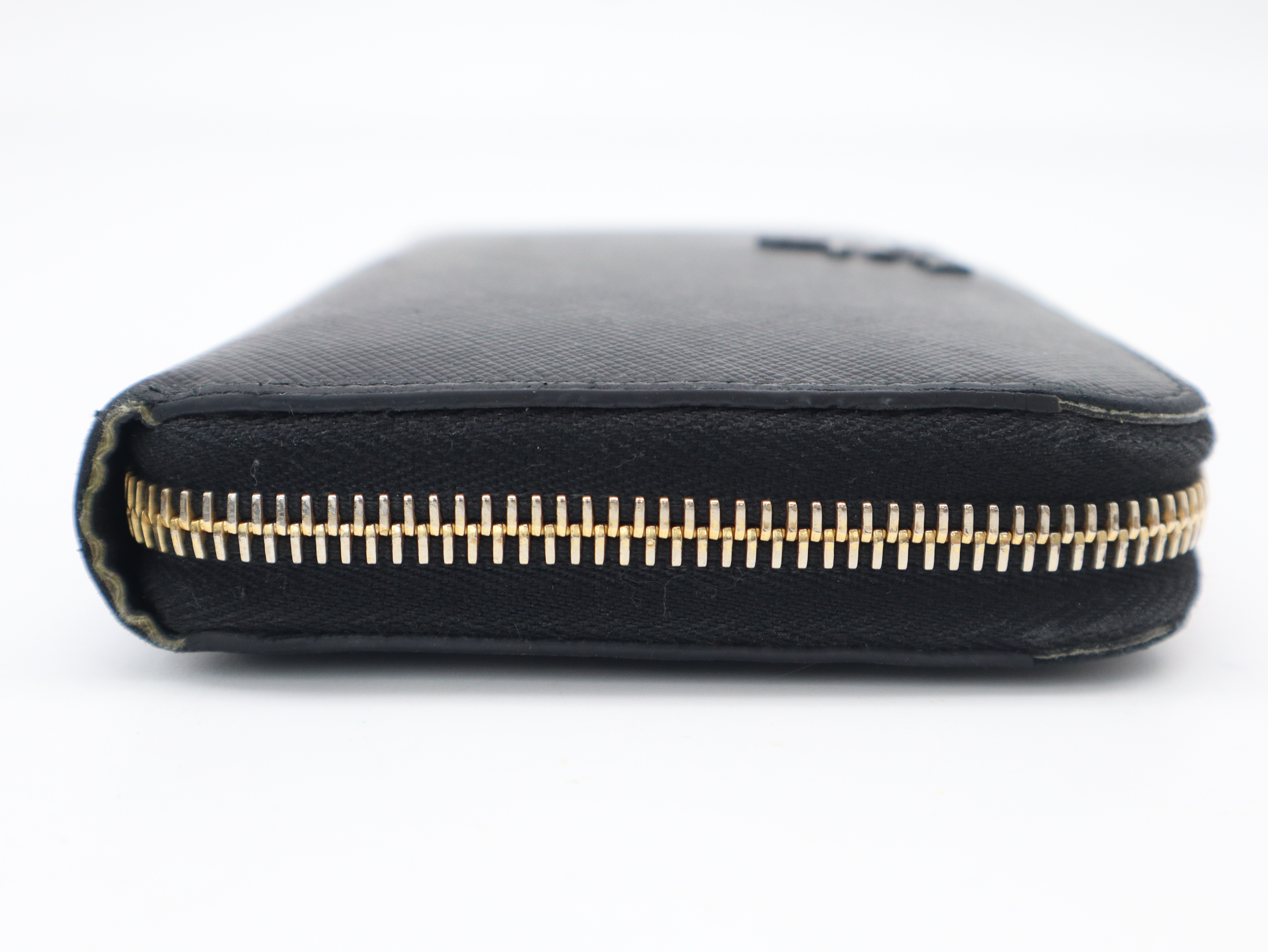 1ML506 Saffiano Leather Round Zip Wallet, Black, with Guarantee Card and Box. — view 6