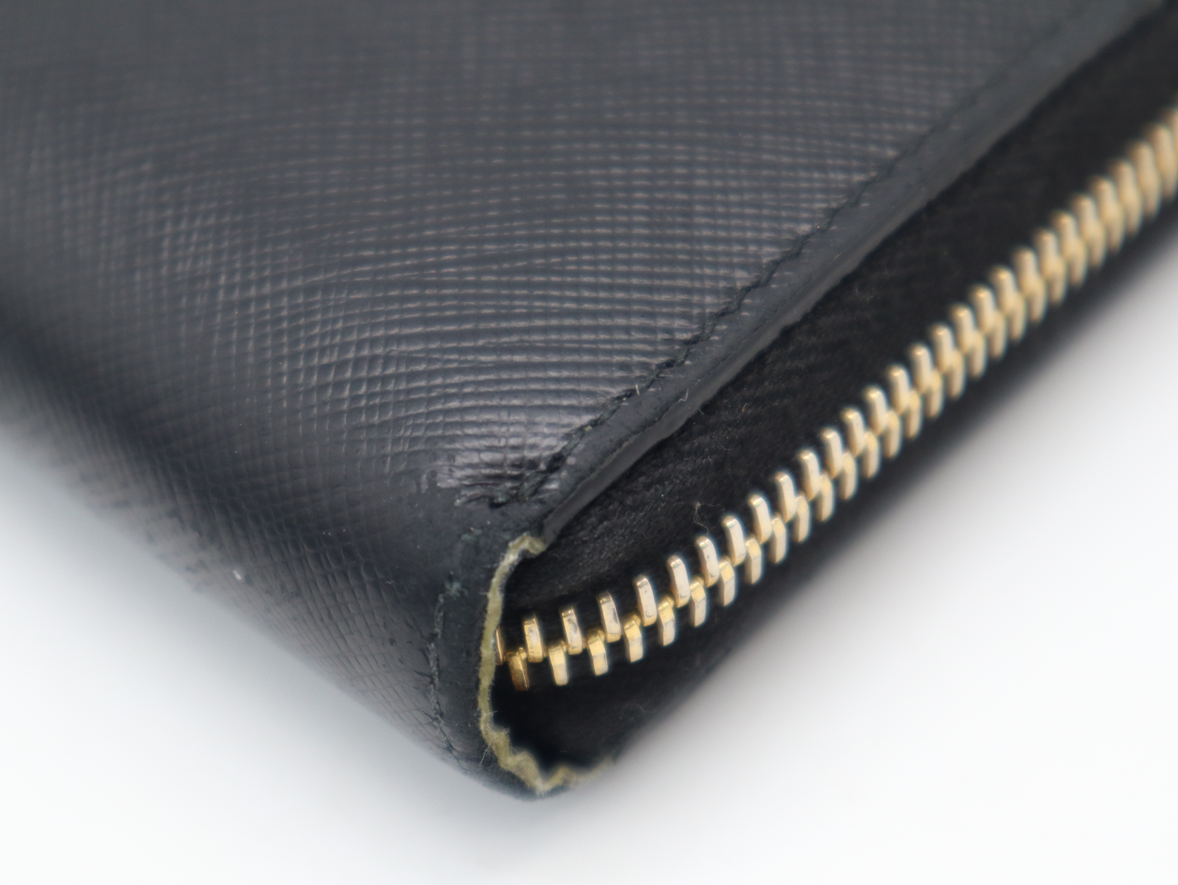 1ML506 Saffiano Leather Round Zip Wallet, Black, with Guarantee Card and Box. — view 7