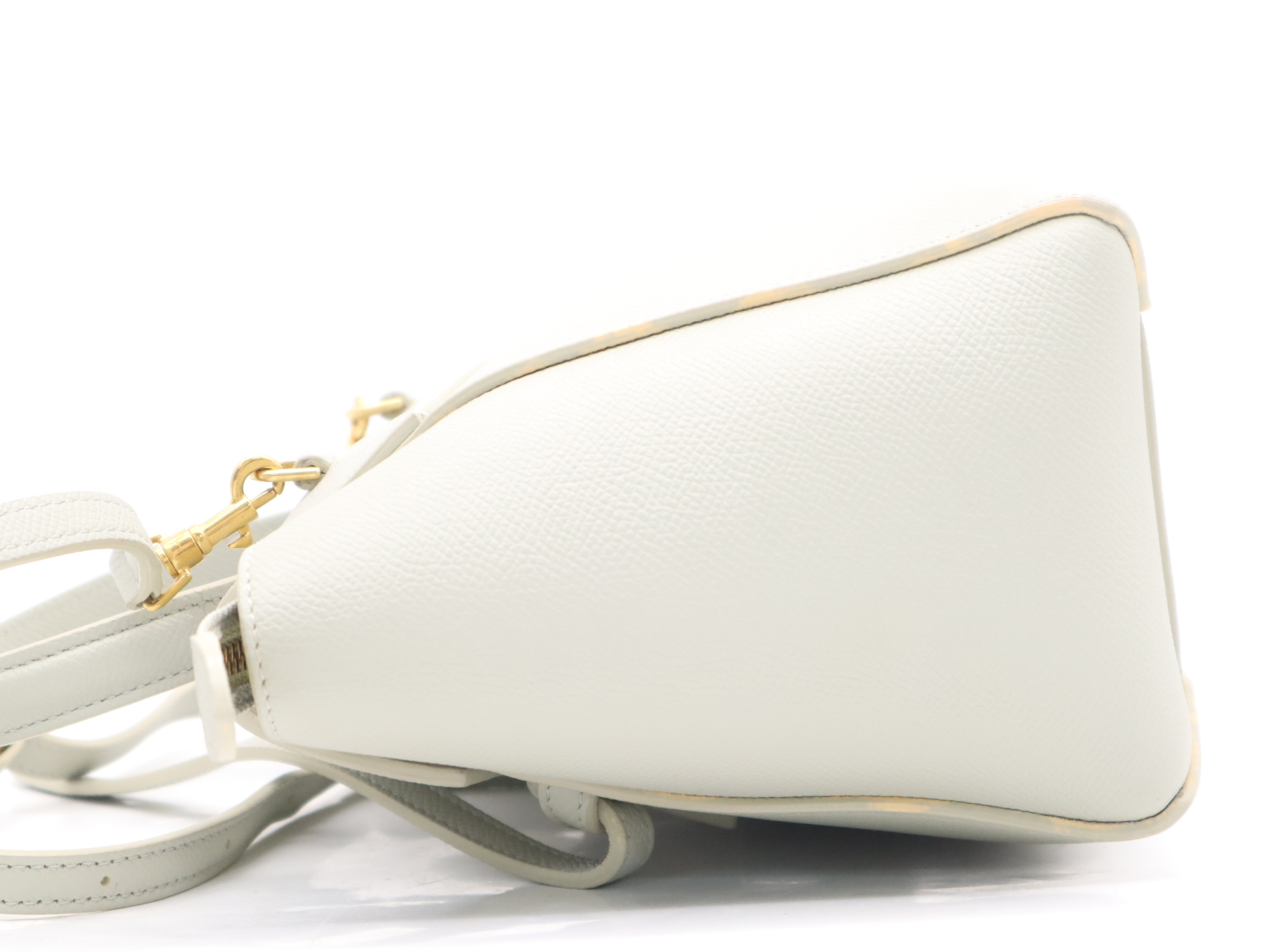 Leather Belt Bag Nano 2-Way Handbag, Gray, Gold Hardware, with Shoulder Strap — view 3