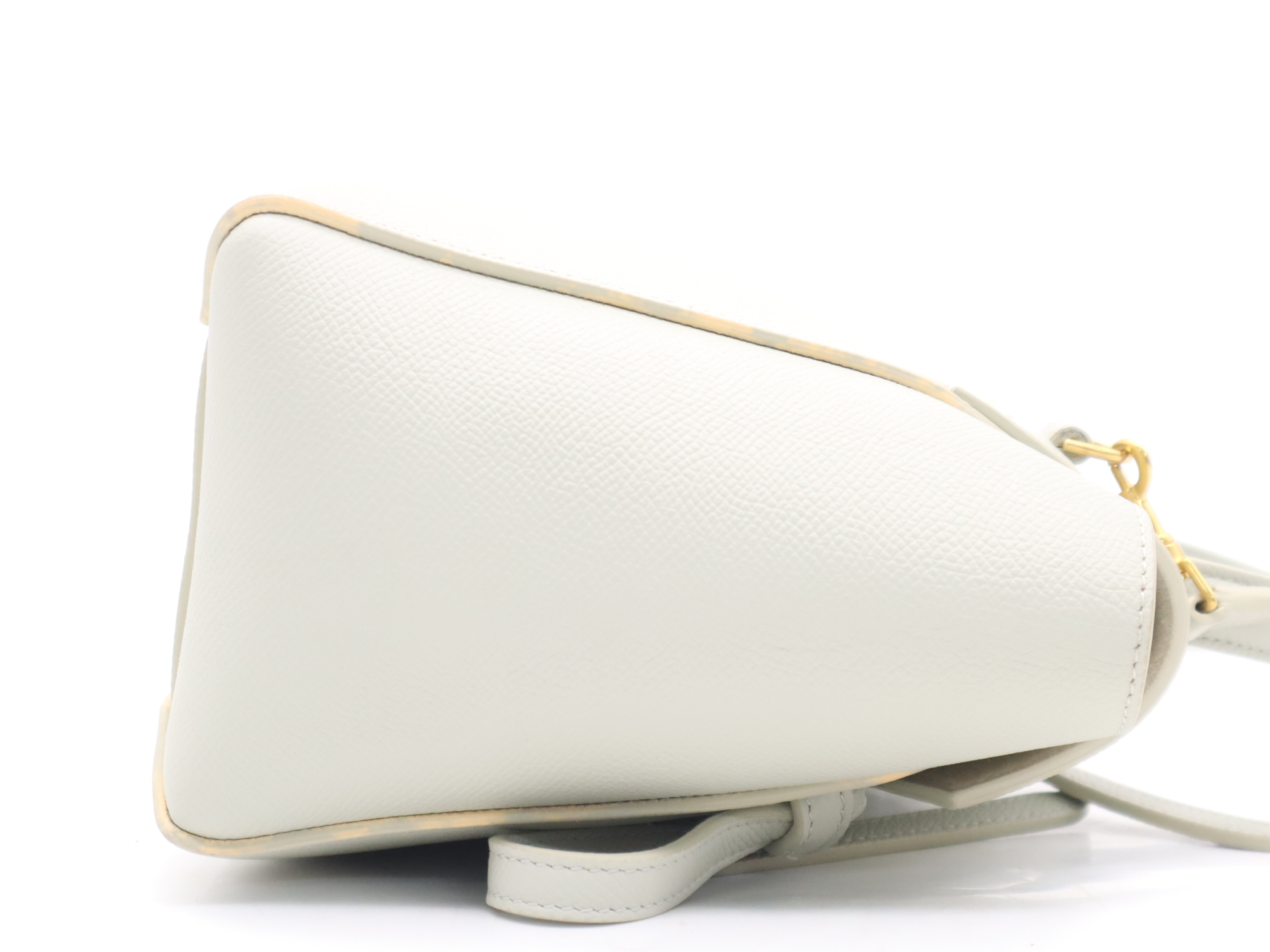 Leather Belt Bag Nano 2-Way Handbag, Gray, Gold Hardware, with Shoulder Strap — view 5