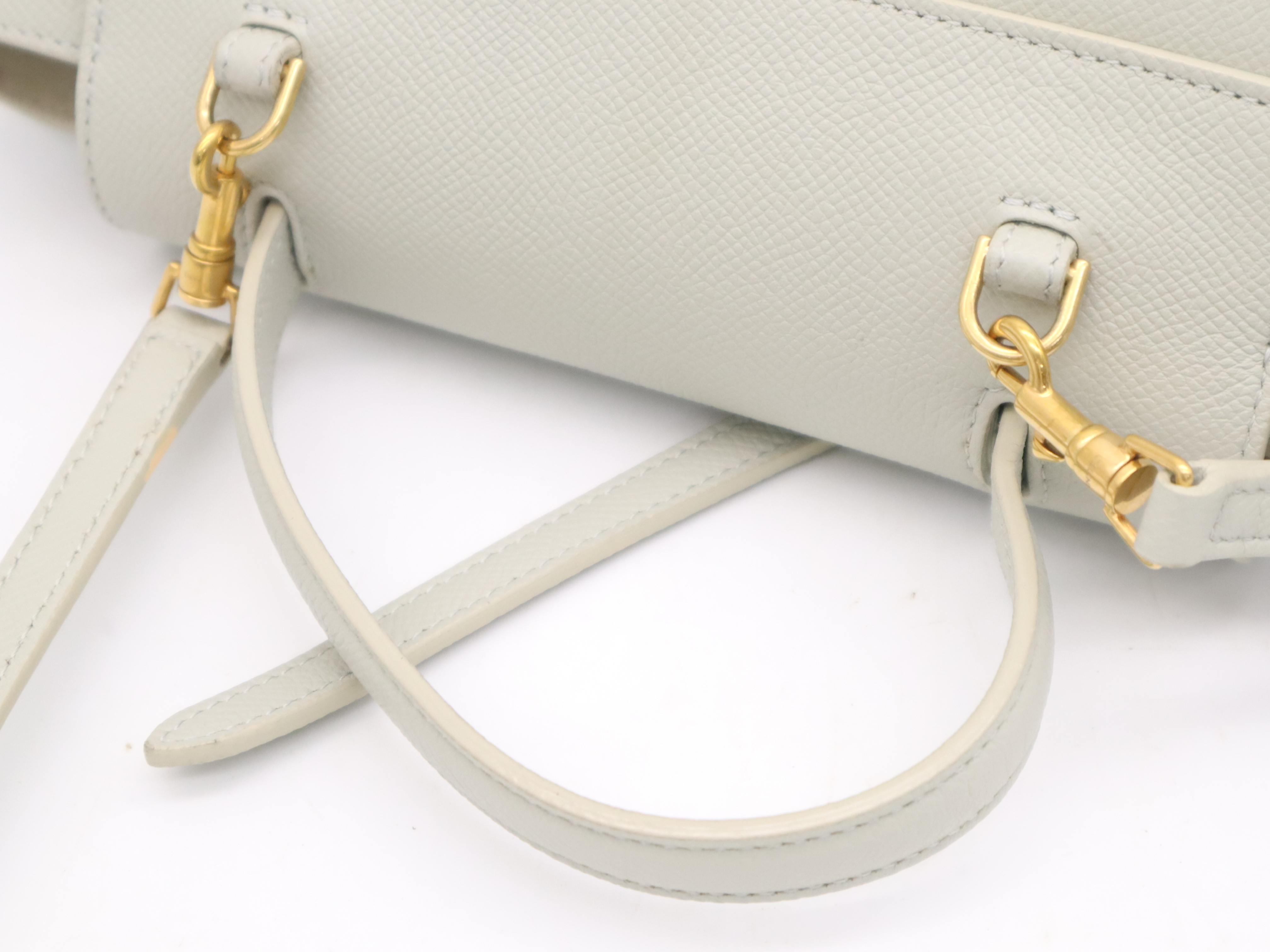 Leather Belt Bag Nano 2-Way Handbag, Gray, Gold Hardware, with Shoulder Strap — view 6