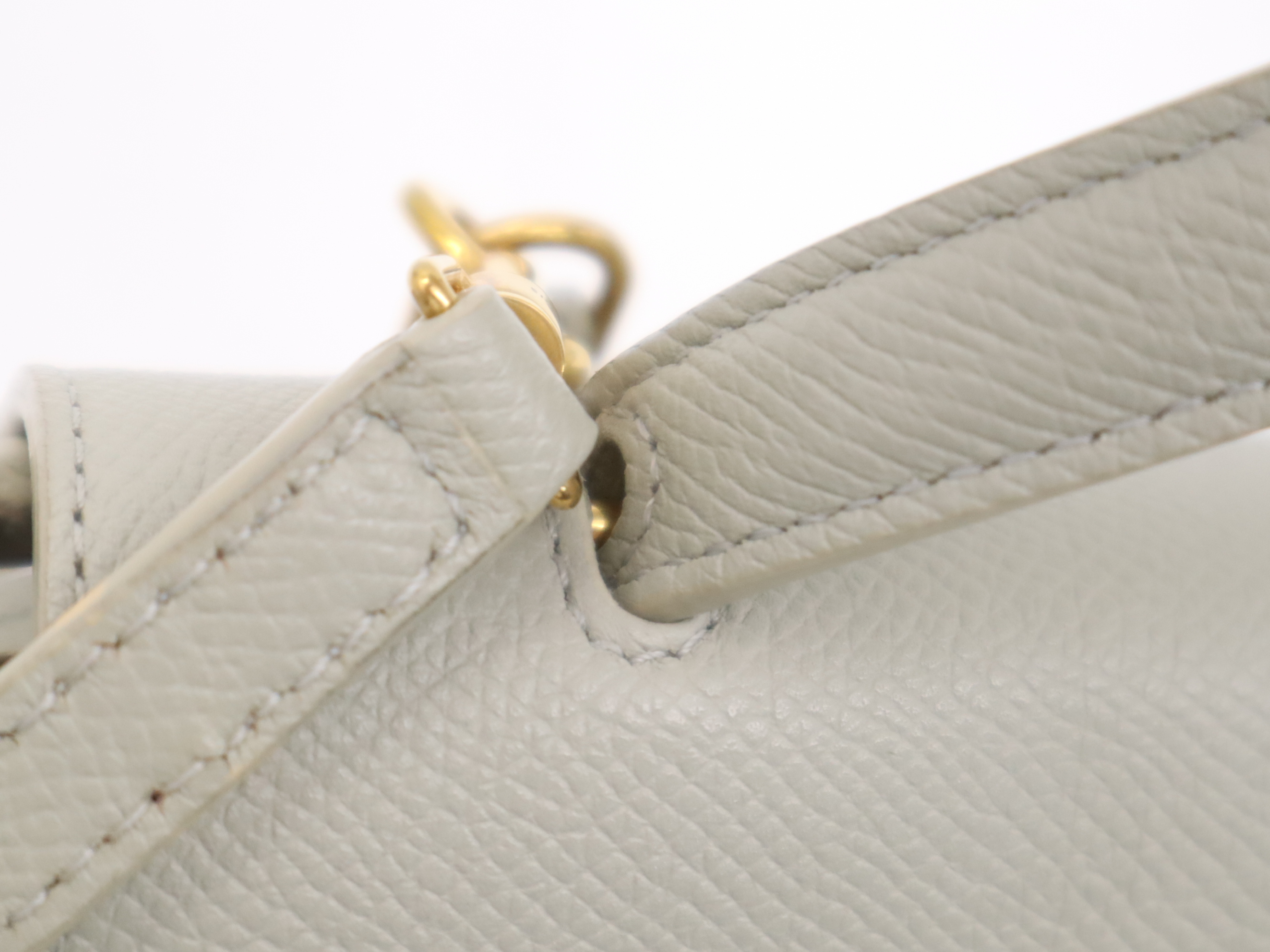 Leather Belt Bag Nano 2-Way Handbag, Gray, Gold Hardware, with Shoulder Strap — view 8