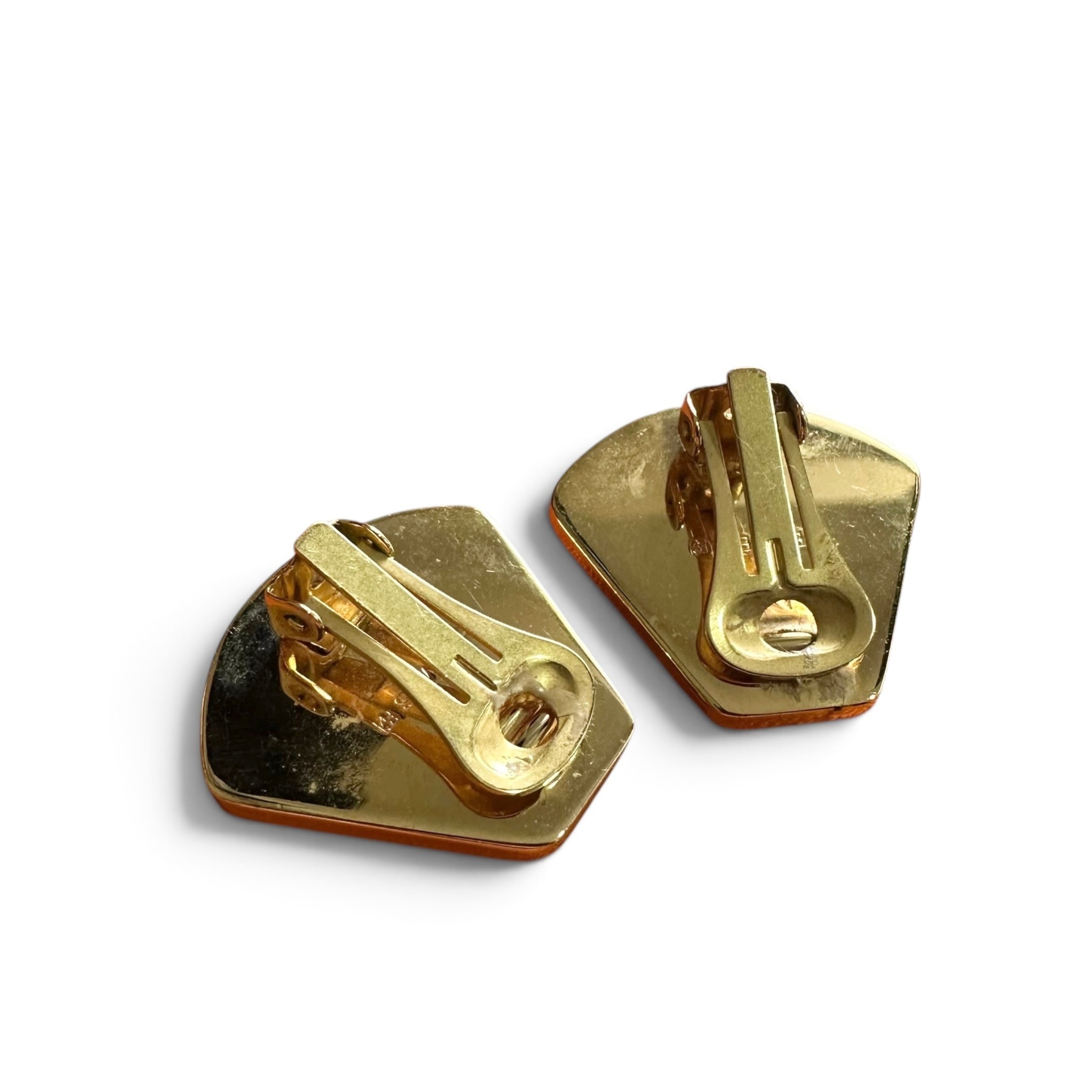 Lion Head Earrings, Enamel, Blue Gold — view 4