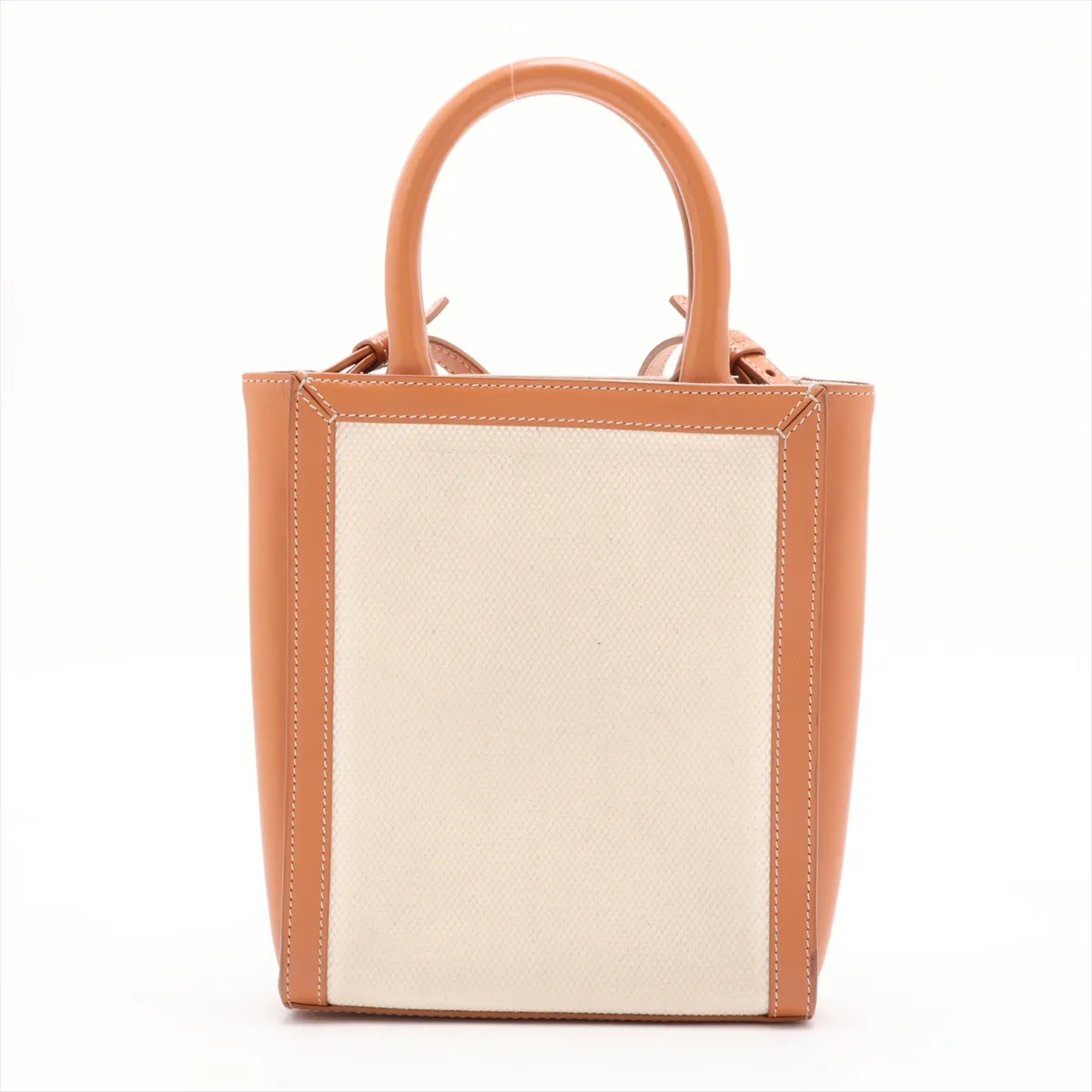 Mini Vertical Cabas Canvas x Leather 2-Way Handbag Beige x Brown — view 2