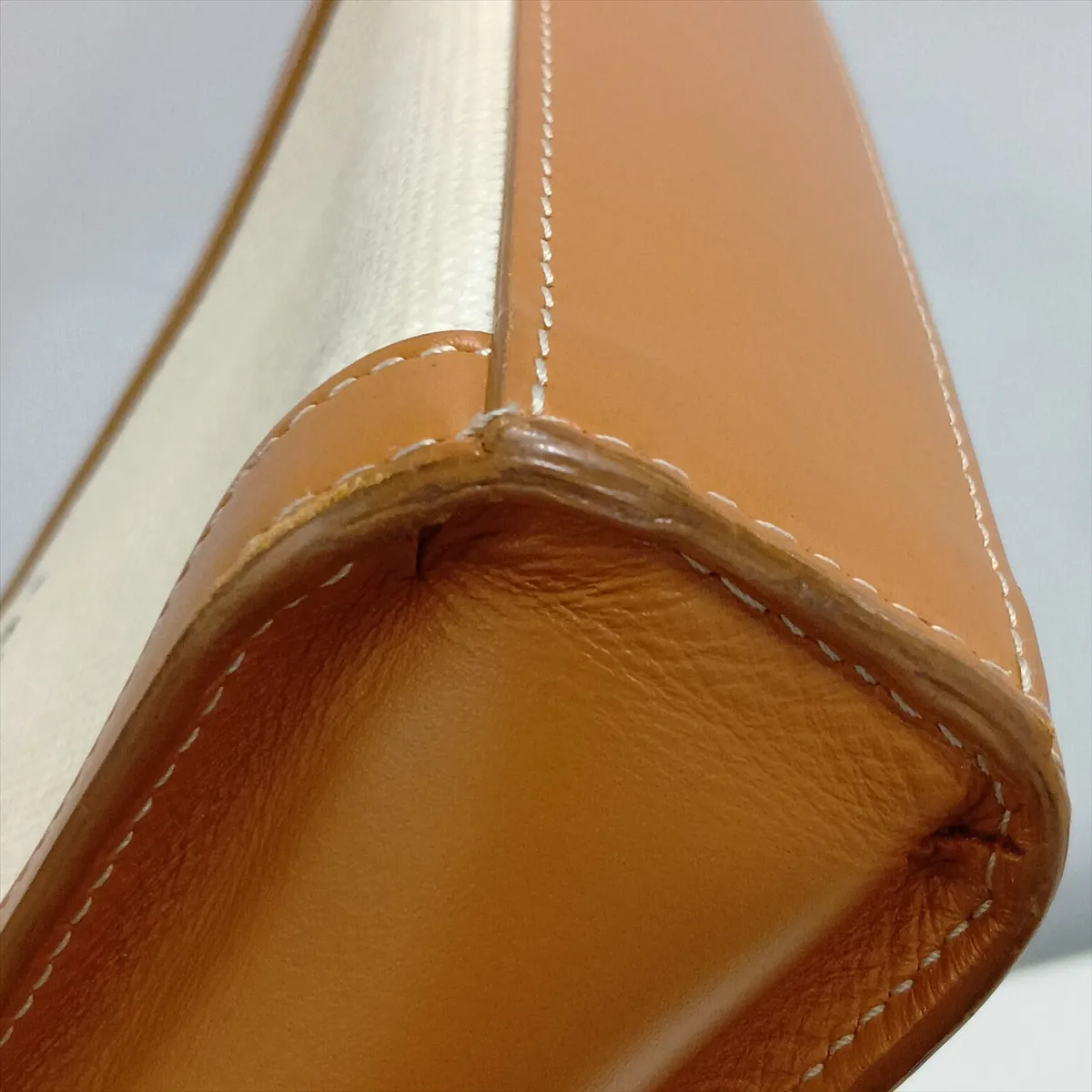 Mini Vertical Cabas Canvas x Leather 2-Way Handbag Beige x Brown — view 11