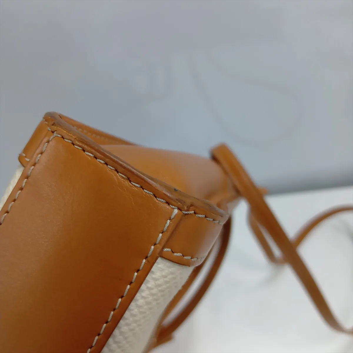 Mini Vertical Cabas Canvas x Leather 2-Way Handbag Beige x Brown — view 12