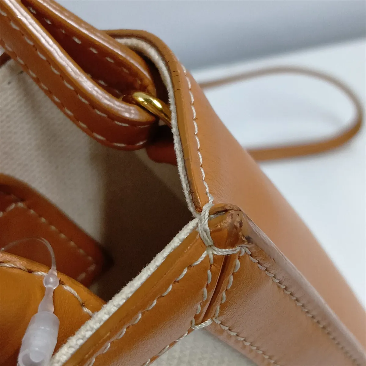 Mini Vertical Cabas Canvas x Leather 2-Way Handbag Beige x Brown — view 13