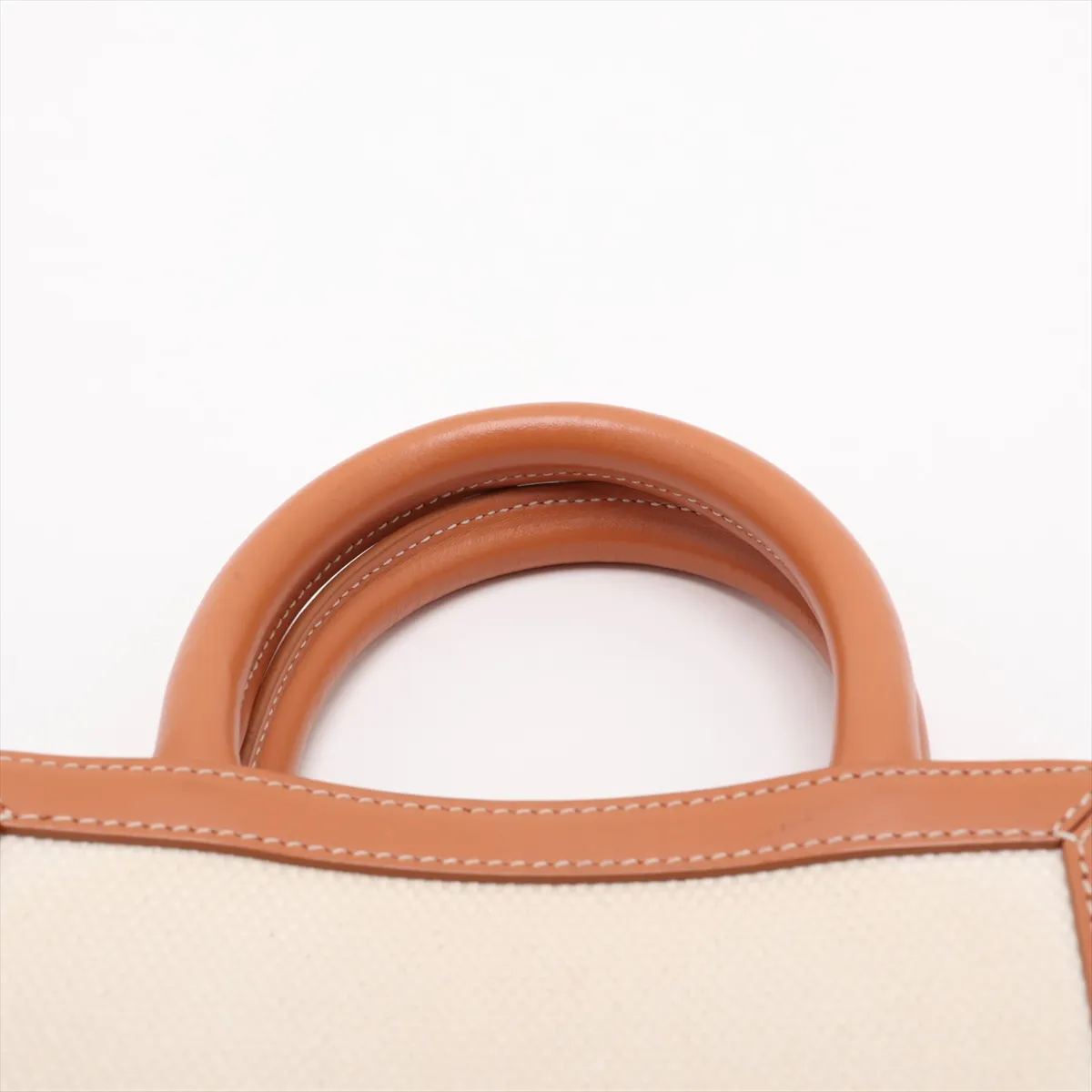 Mini Vertical Cabas Canvas x Leather 2-Way Handbag Beige x Brown — view 6