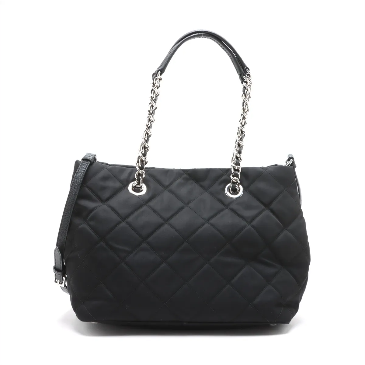 Tessuto Impuntu Nylon x Leather 2WAY Tote Bag Black 1BG740 — view 2