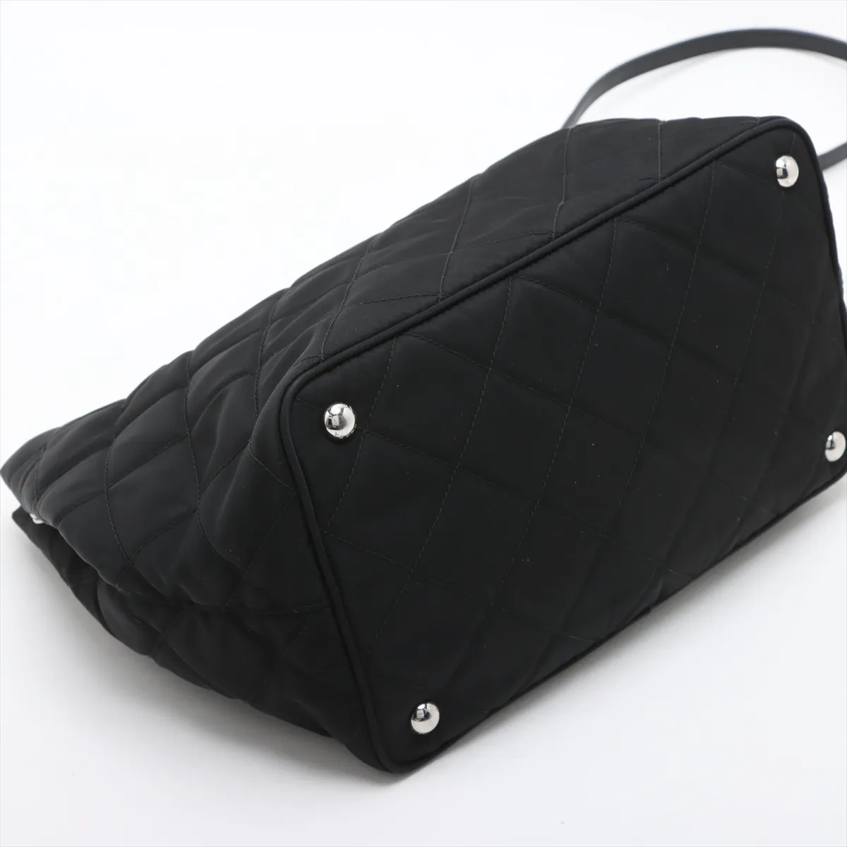 Tessuto Impuntu Nylon x Leather 2WAY Tote Bag Black 1BG740 — view 4