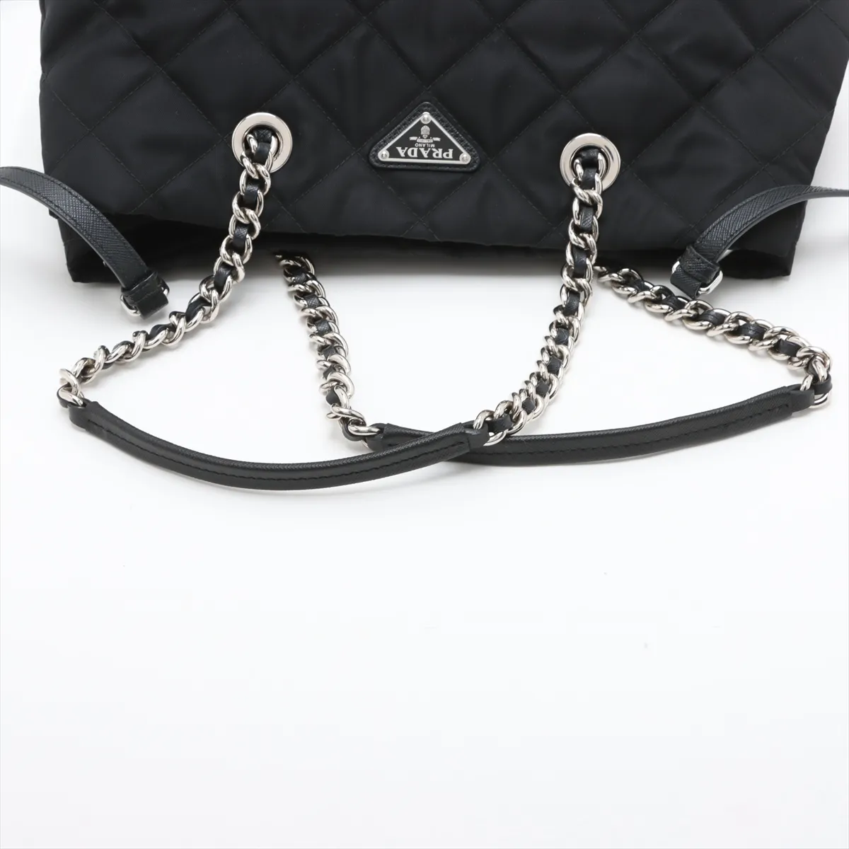 Tessuto Impuntu Nylon x Leather 2WAY Tote Bag Black 1BG740 — view 5