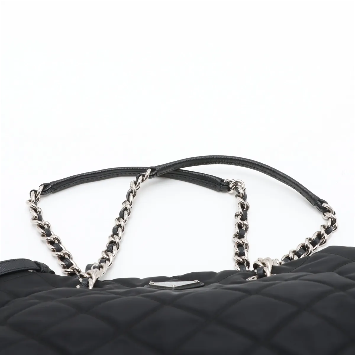 Tessuto Impuntu Nylon x Leather 2WAY Tote Bag Black 1BG740 — view 6