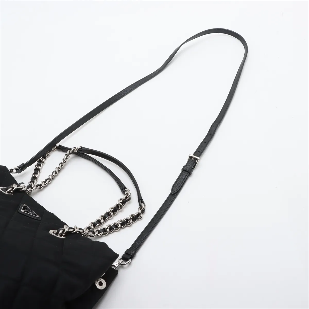 Tessuto Impuntu Nylon x Leather 2WAY Tote Bag Black 1BG740 — view 7