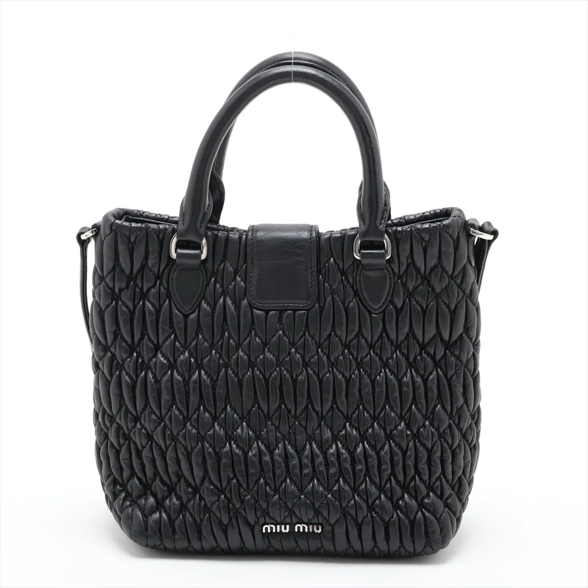 Nappa Crystal Leather 2-Way Handbag, Black — view 2