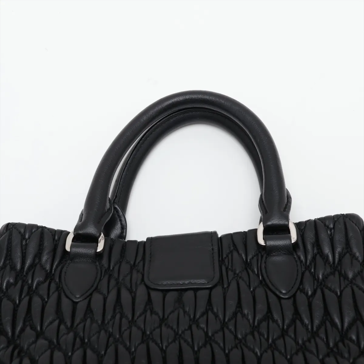 Nappa Crystal Leather 2-Way Handbag, Black — view 6