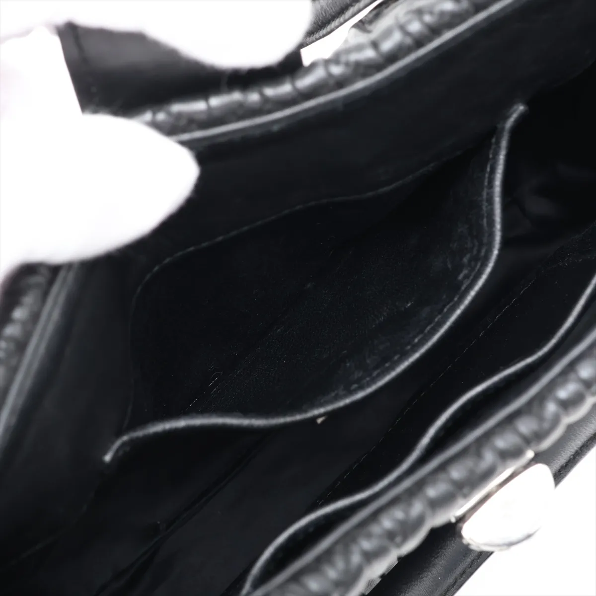 Nappa Crystal Leather 2-Way Handbag, Black — view 9