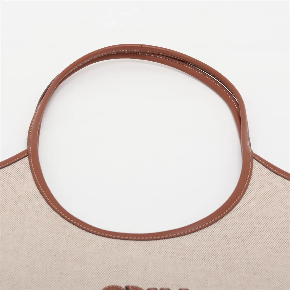 Ivy Canvas x Leather Tote Bag, Beige x Brown — view 6