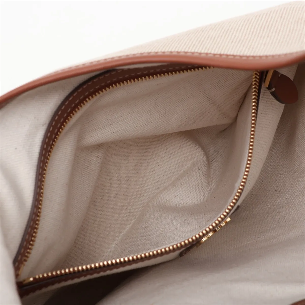 Ivy Canvas x Leather Tote Bag, Beige x Brown — view 8