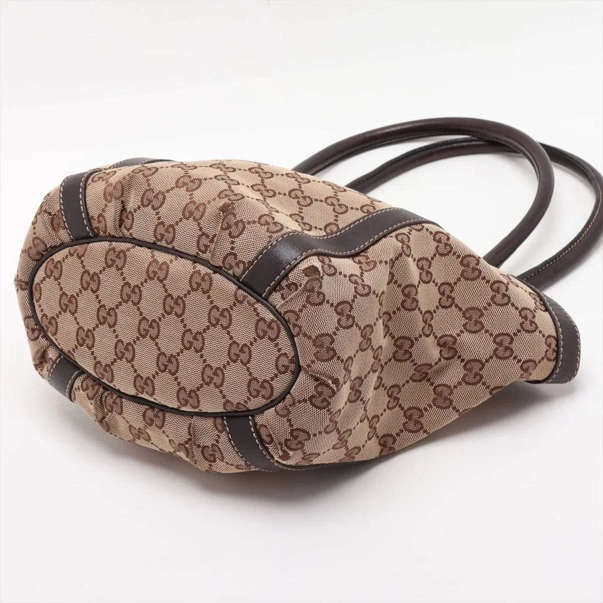 GG Canvas Handbag, Canvas x Leather, Beige x Brown, 211983 — view 3