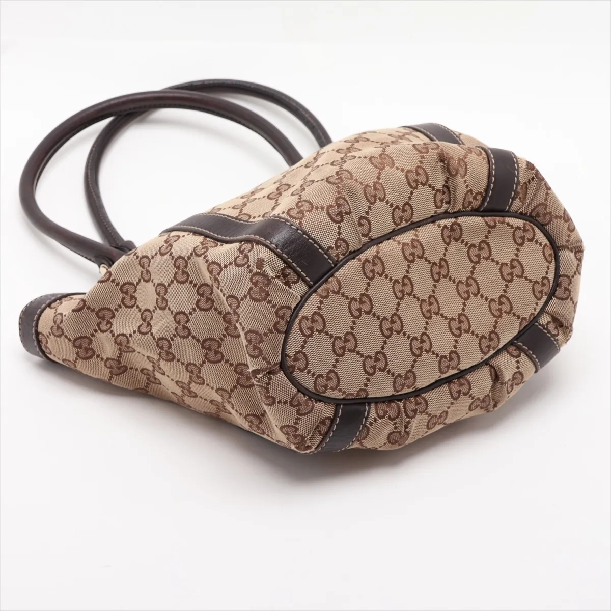 GG Canvas Handbag, Canvas x Leather, Beige x Brown, 211983 — view 4