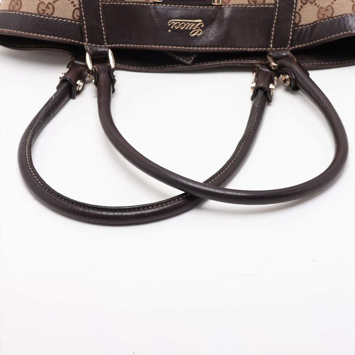 GG Canvas Handbag, Canvas x Leather, Beige x Brown, 211983 — view 5
