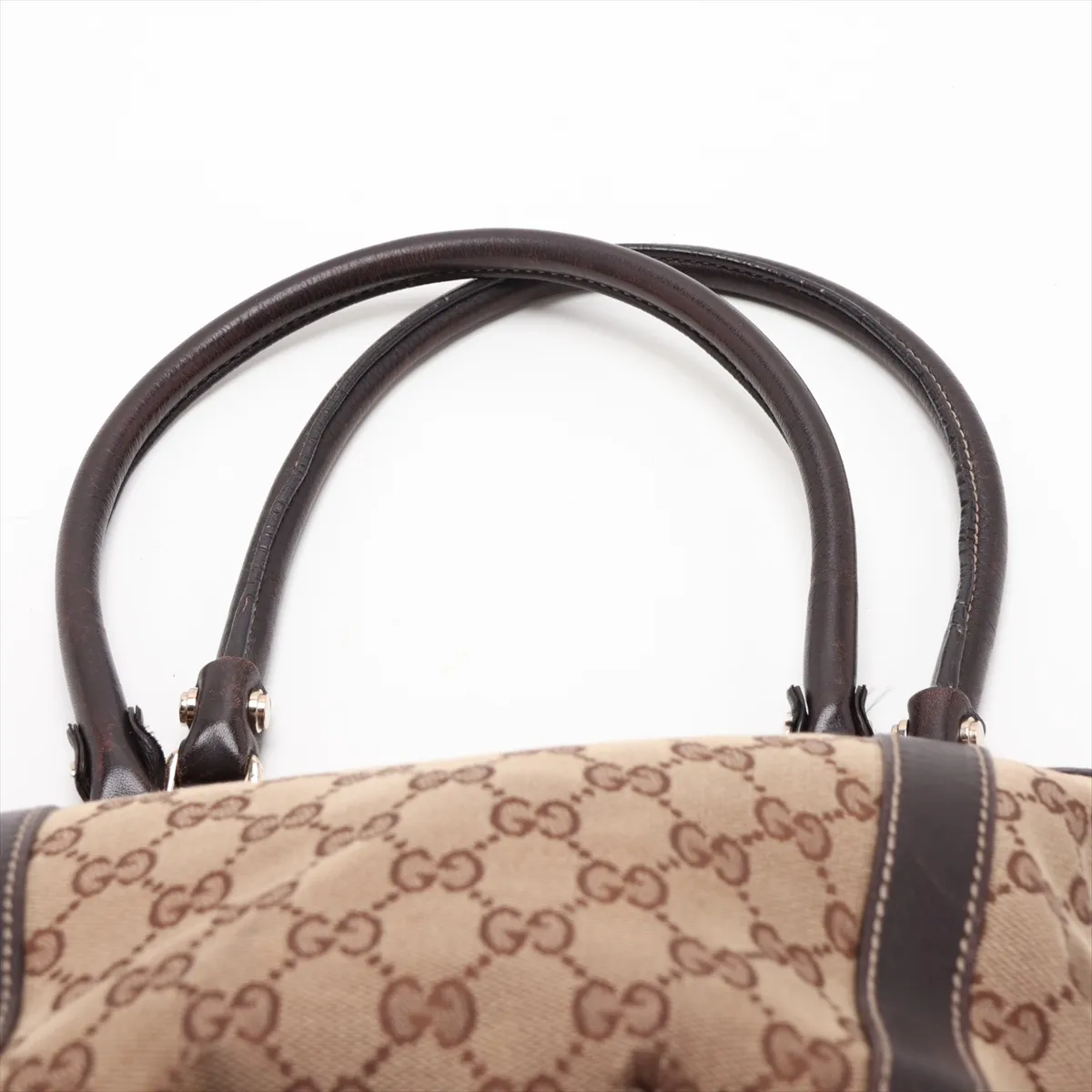 GG Canvas Handbag, Canvas x Leather, Beige x Brown, 211983 — view 6