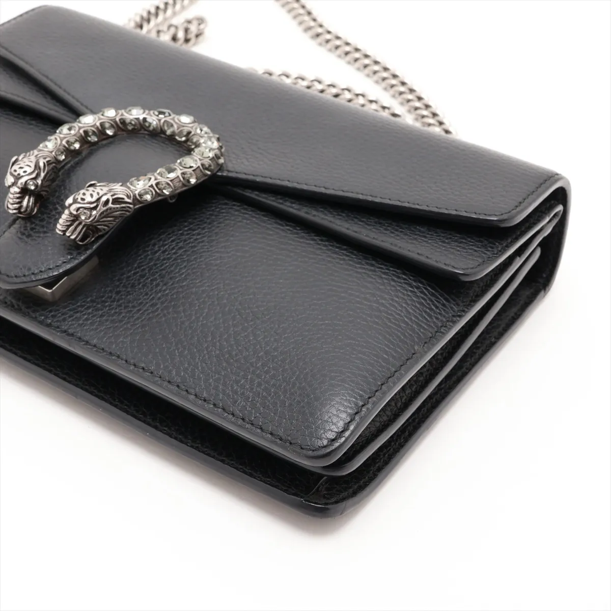 Dionysus 400249 Leather Chain Shoulder Bag, Black — view 3
