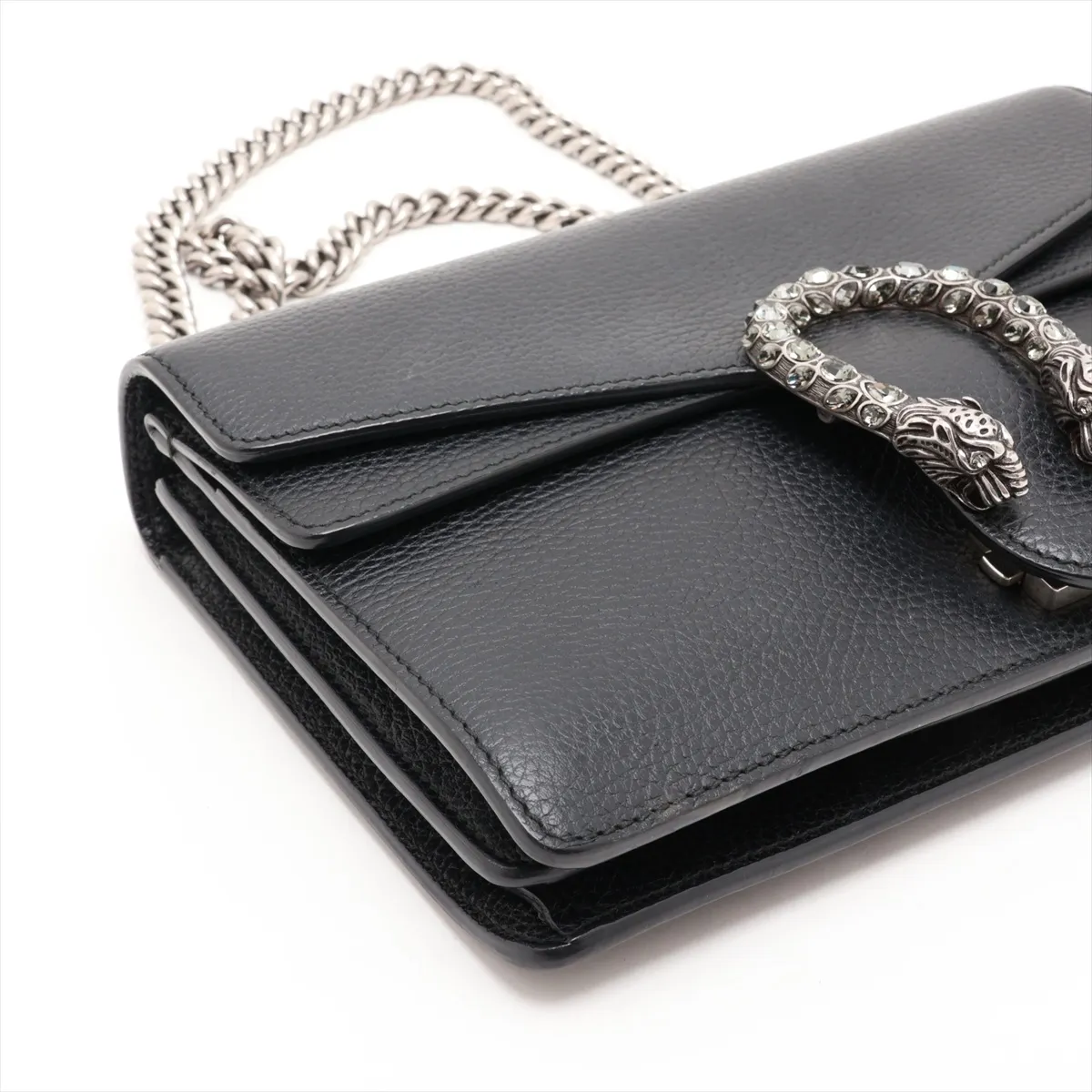 Dionysus 400249 Leather Chain Shoulder Bag, Black — view 4