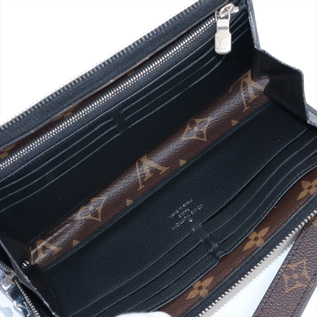 Monogram Macassar Zippy Dragonne M69407 Black x Brown Round Zip Wallet RFID Reactive — view 4