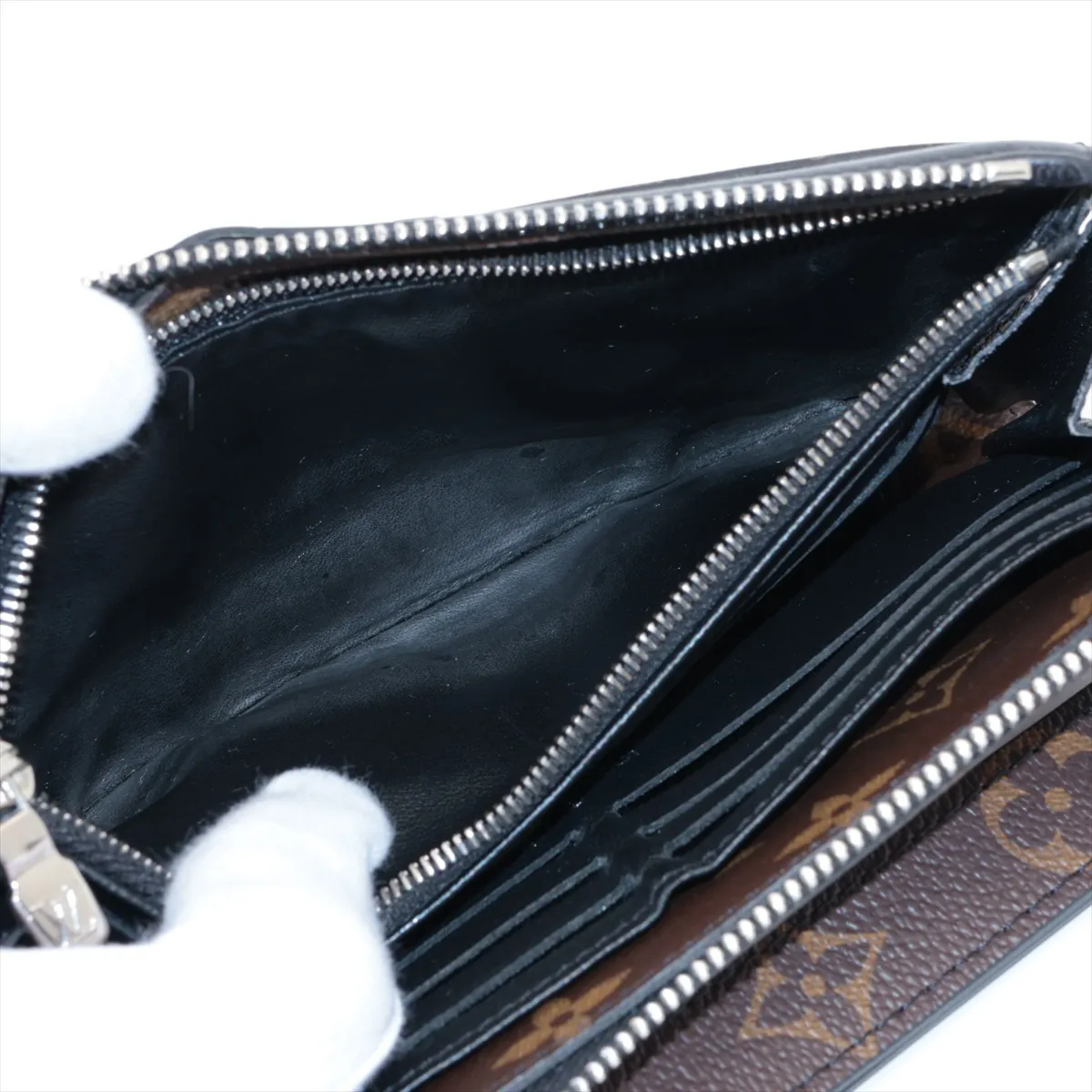 Monogram Macassar Zippy Dragonne M69407 Black x Brown Round Zip Wallet RFID Reactive — view 6