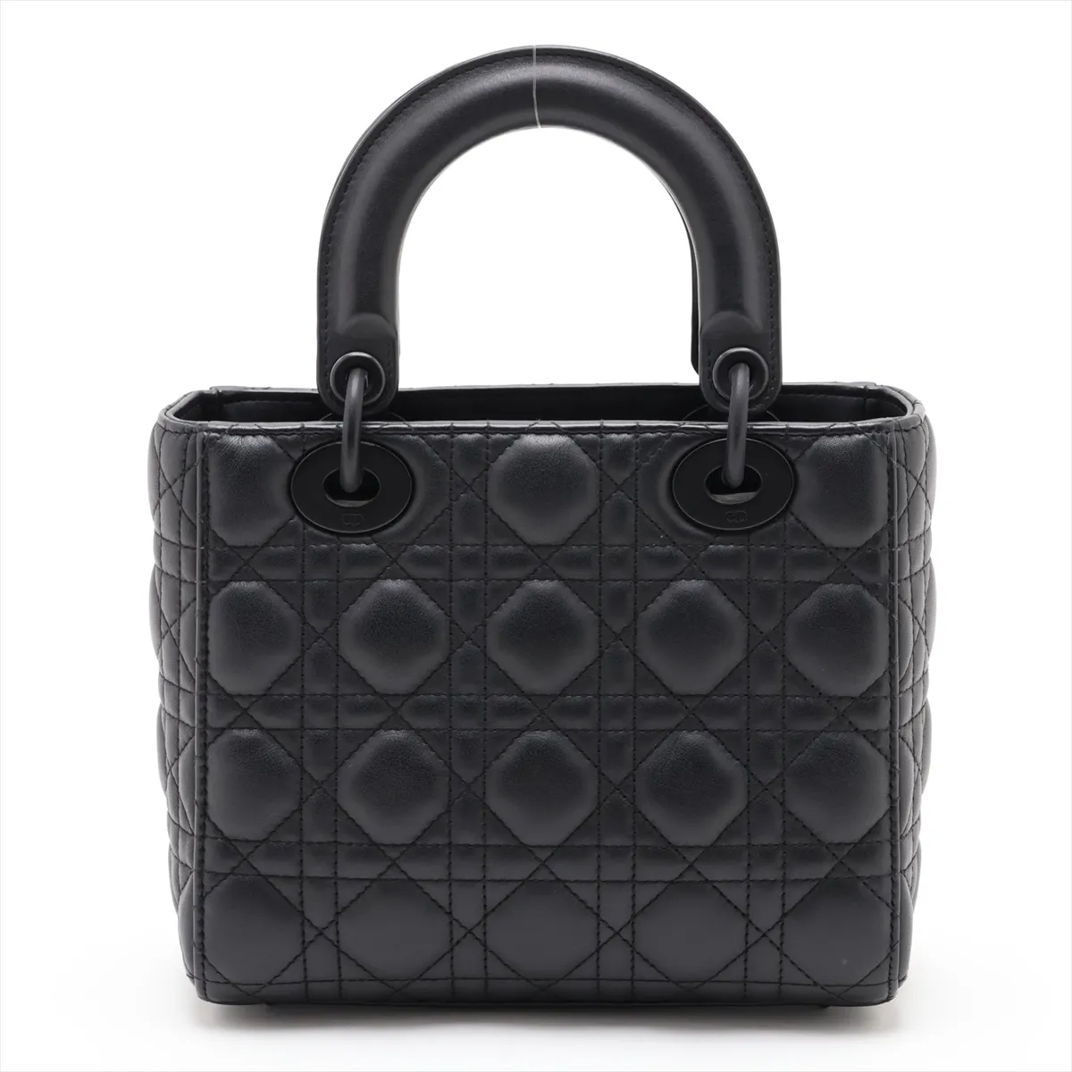 Cannage My Lady Dior Leather 2-Way Handbag, Black, with Charm — view 2