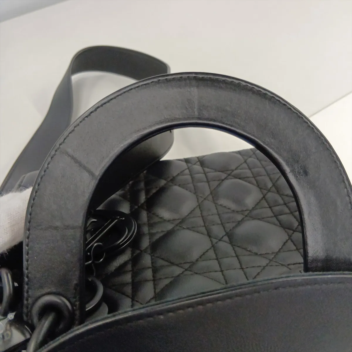 Cannage My Lady Dior Leather 2-Way Handbag, Black, with Charm — view 11